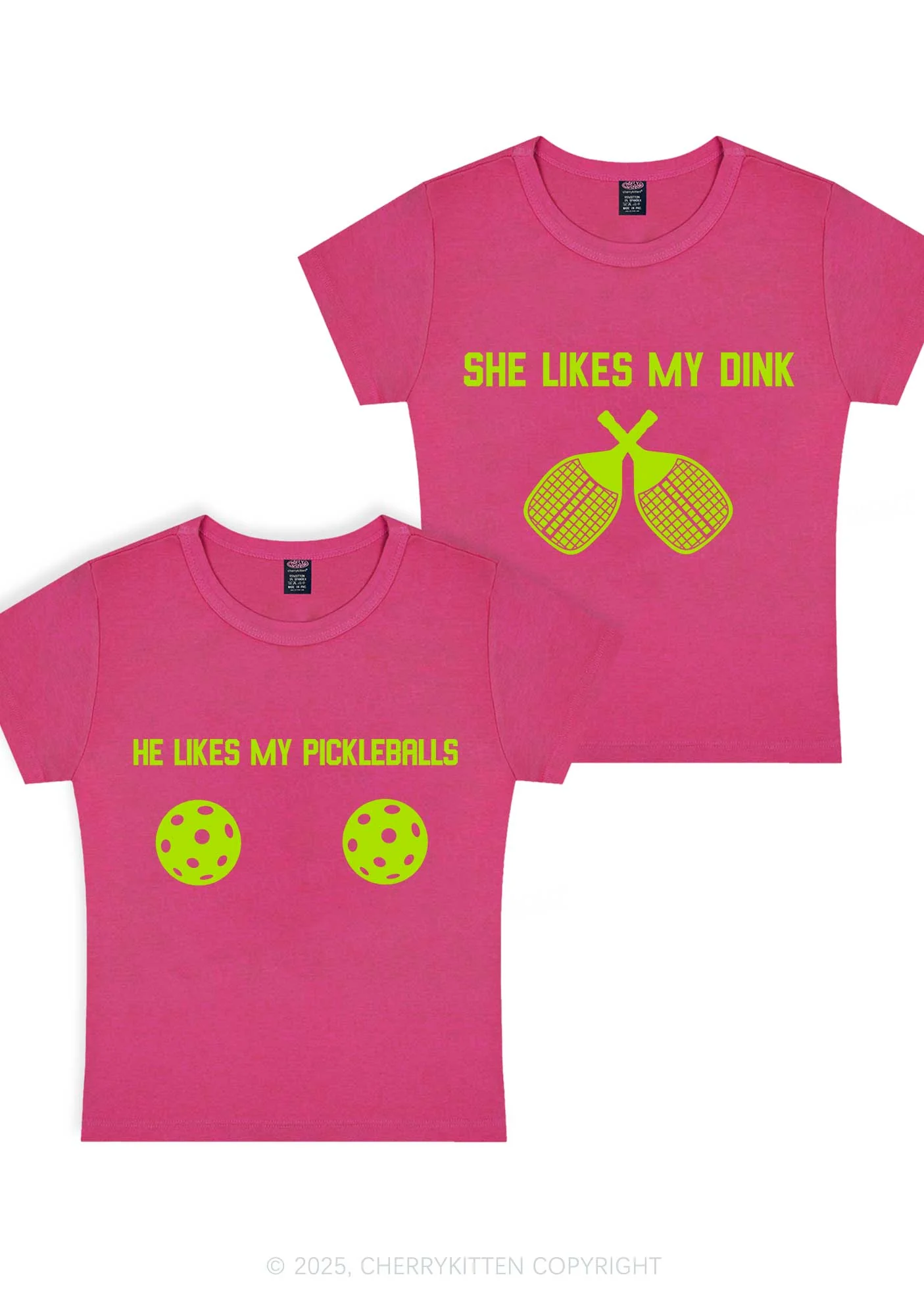 Pickleball Couple Y2K Valentine's Day Baby Tee Cherrykitten - Image 9