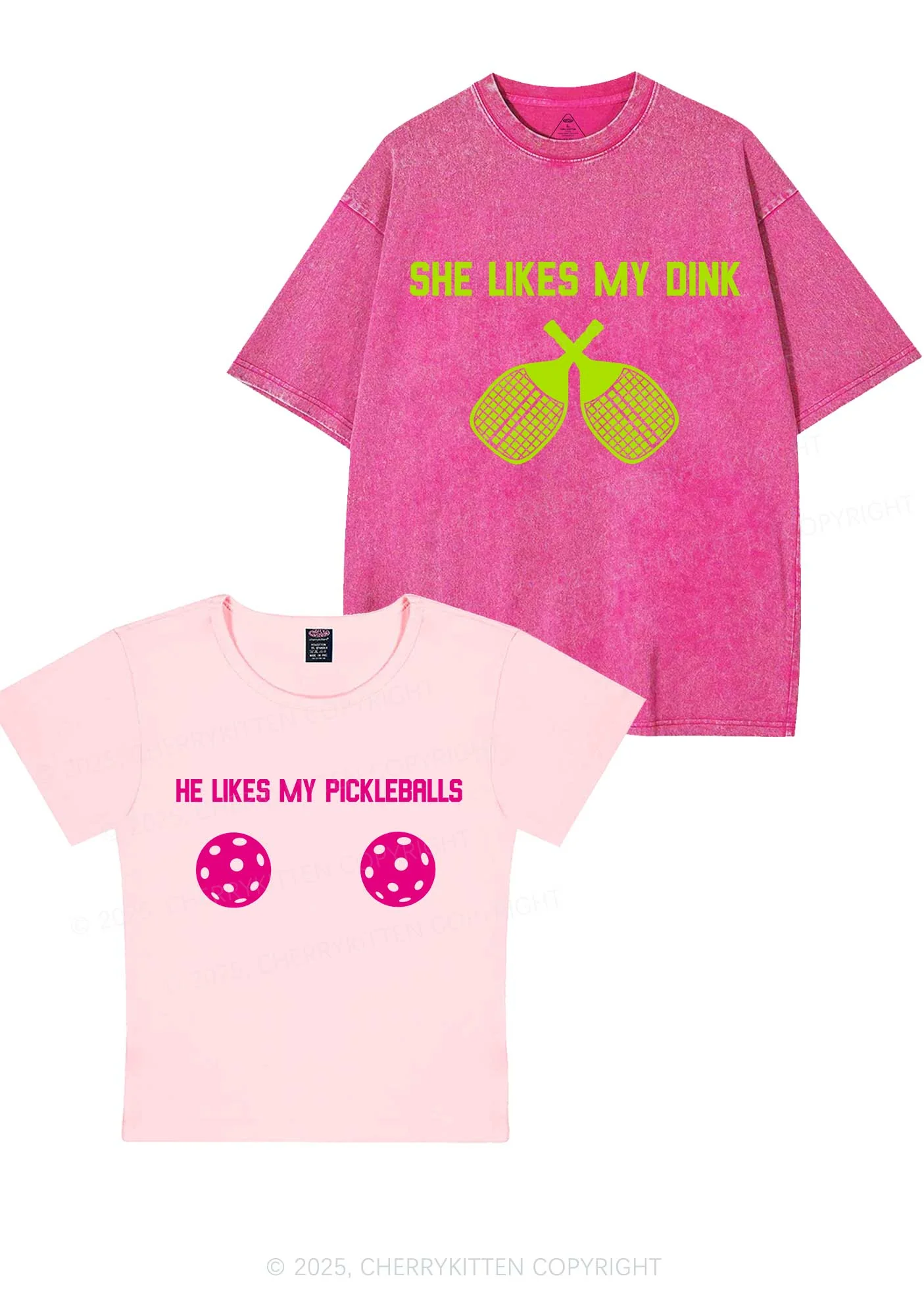 Pickleball Couple Y2K Valentine's Day Couple Shirt Cherrykitten - Image 10