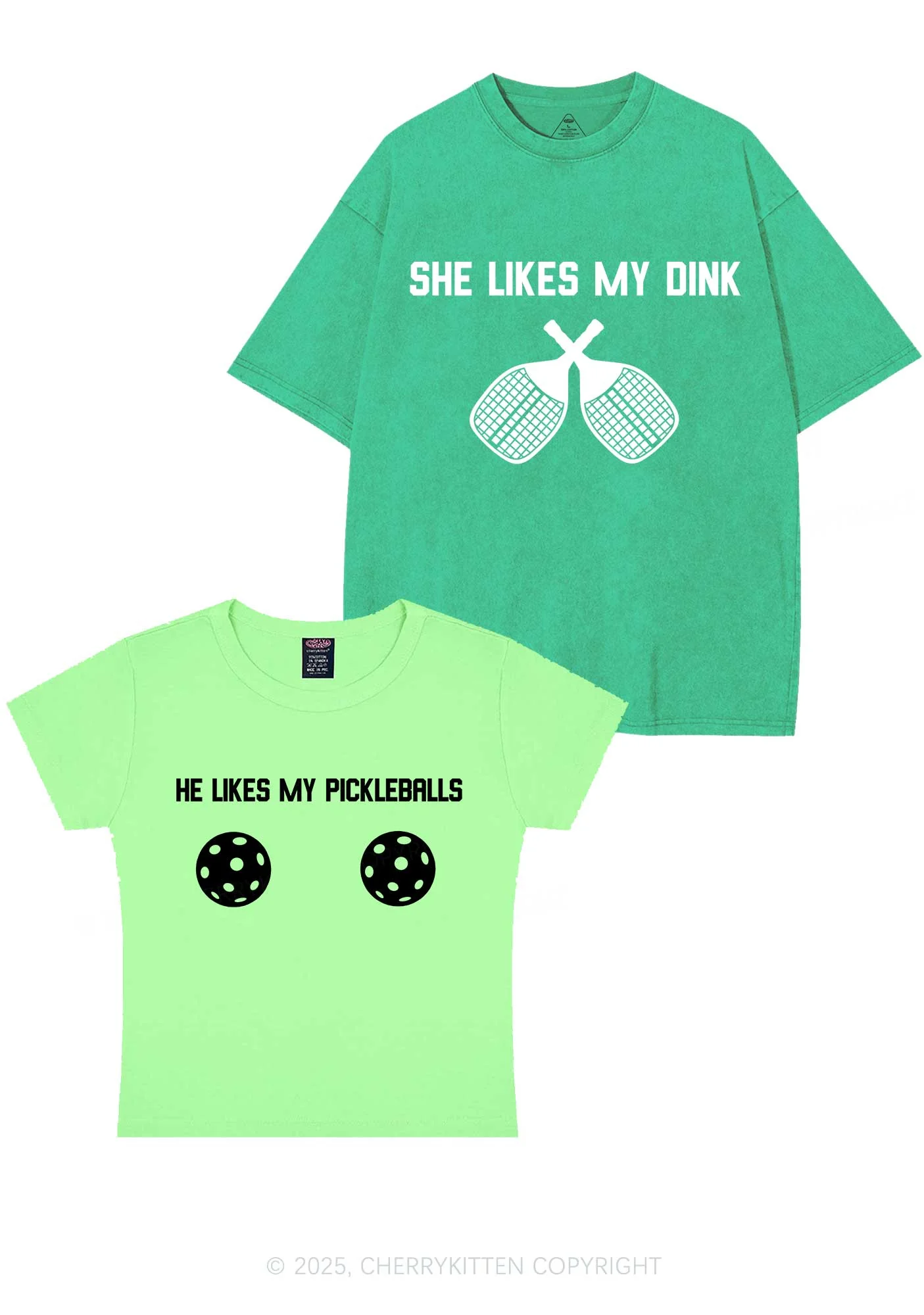 Pickleball Couple Y2K Valentine's Day Couple Shirt Cherrykitten - Image 12