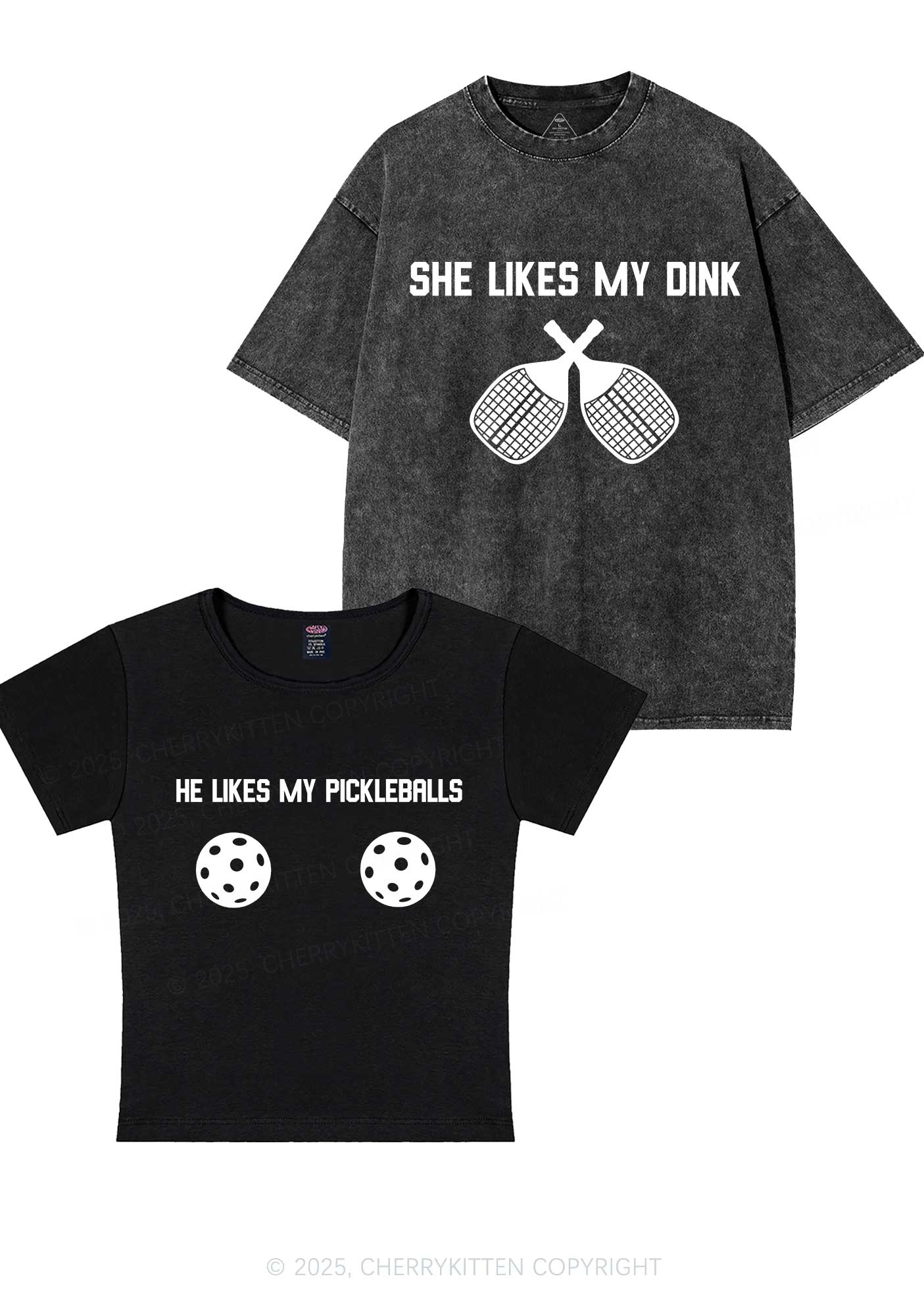 Pickleball Couple Y2K Valentine's Day Couple Shirt Cherrykitten - Image 4