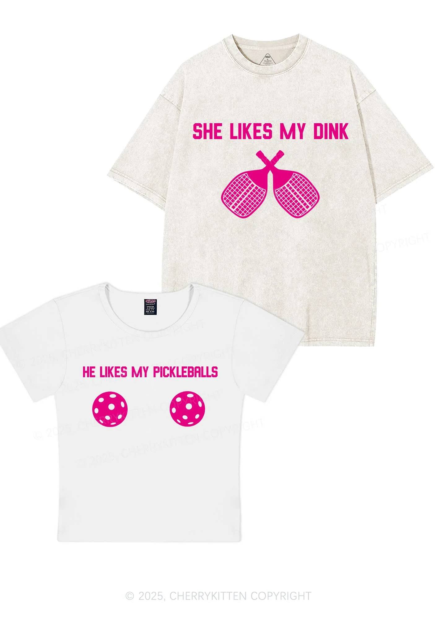 Pickleball Couple Y2K Valentine's Day Couple Shirt Cherrykitten - Image 5