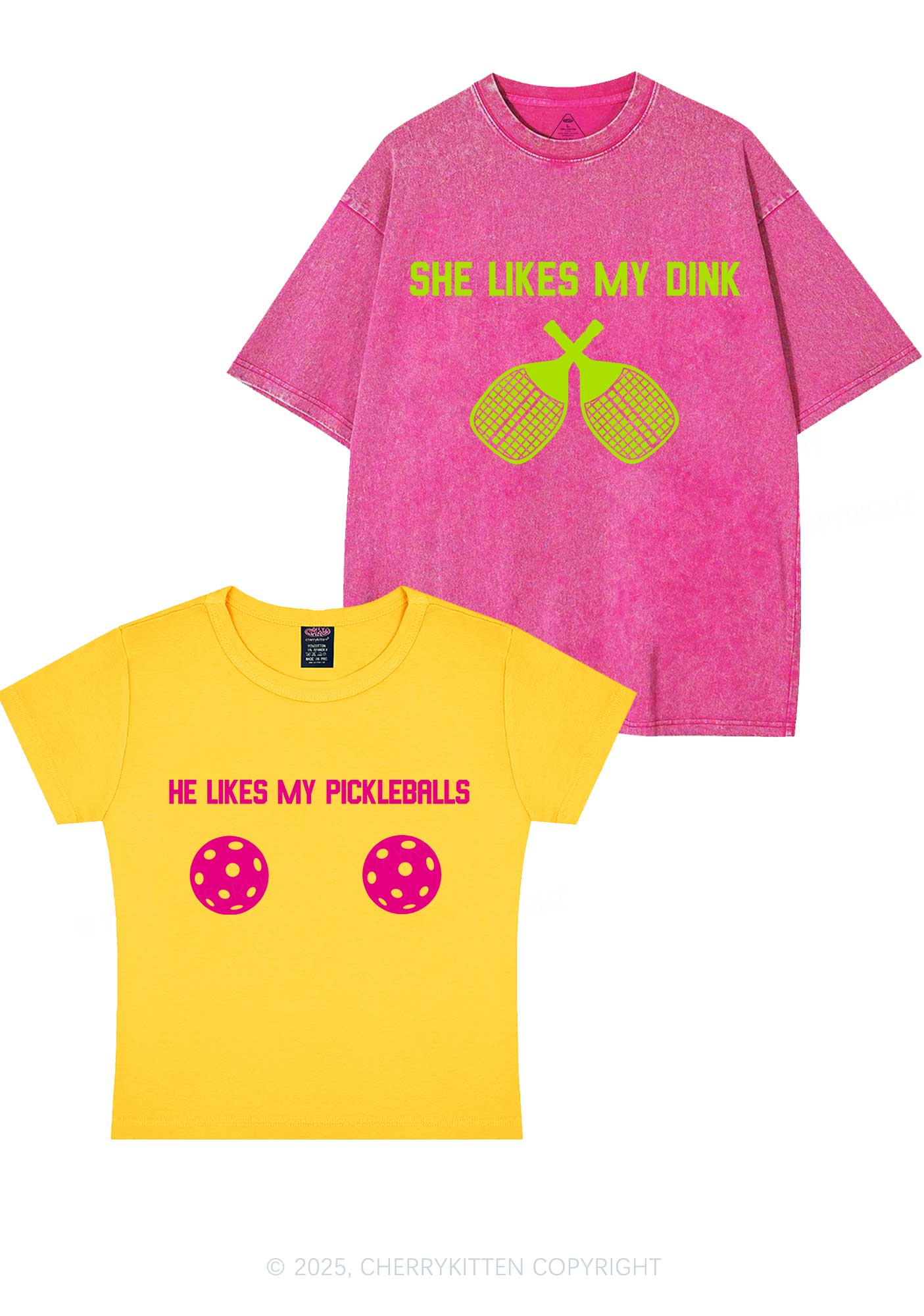 Pickleball Couple Y2K Valentine's Day Couple Shirt Cherrykitten - Image 6