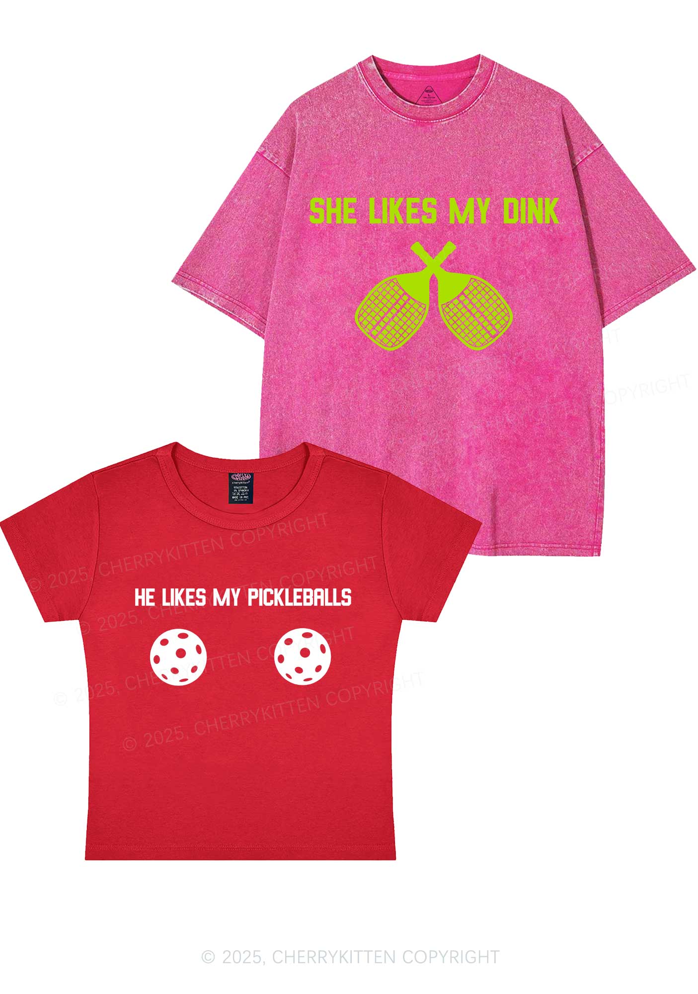 Pickleball Couple Y2K Valentine's Day Couple Shirt Cherrykitten - Image 8