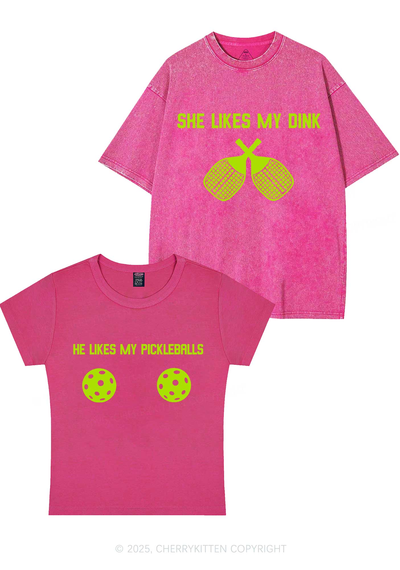 Pickleball Couple Y2K Valentine's Day Couple Shirt Cherrykitten - Image 9