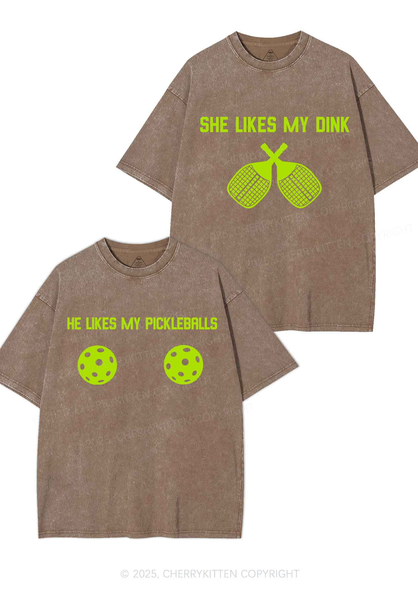 Pickleball Couple Y2K Valentine's Day Washed Tee Cherrykitten - Image 7