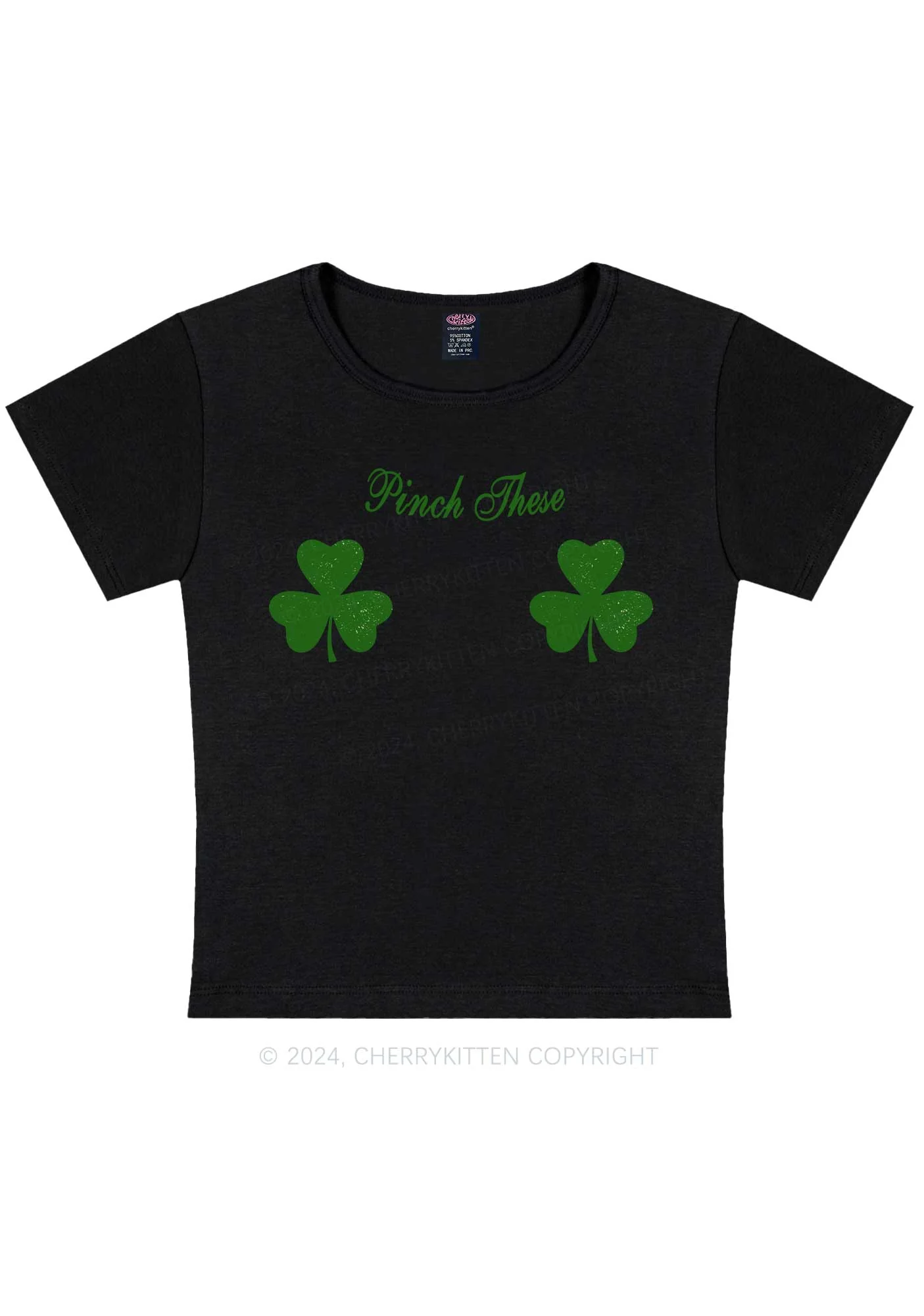 Pinch These St Patricks Y2K Baby Tee Cherrykitten - Image 4