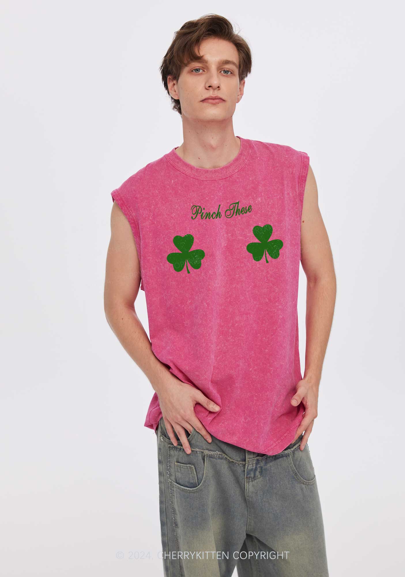 Pinch These St Patricks Y2K Washed Tank Cherrykitten - Image 3