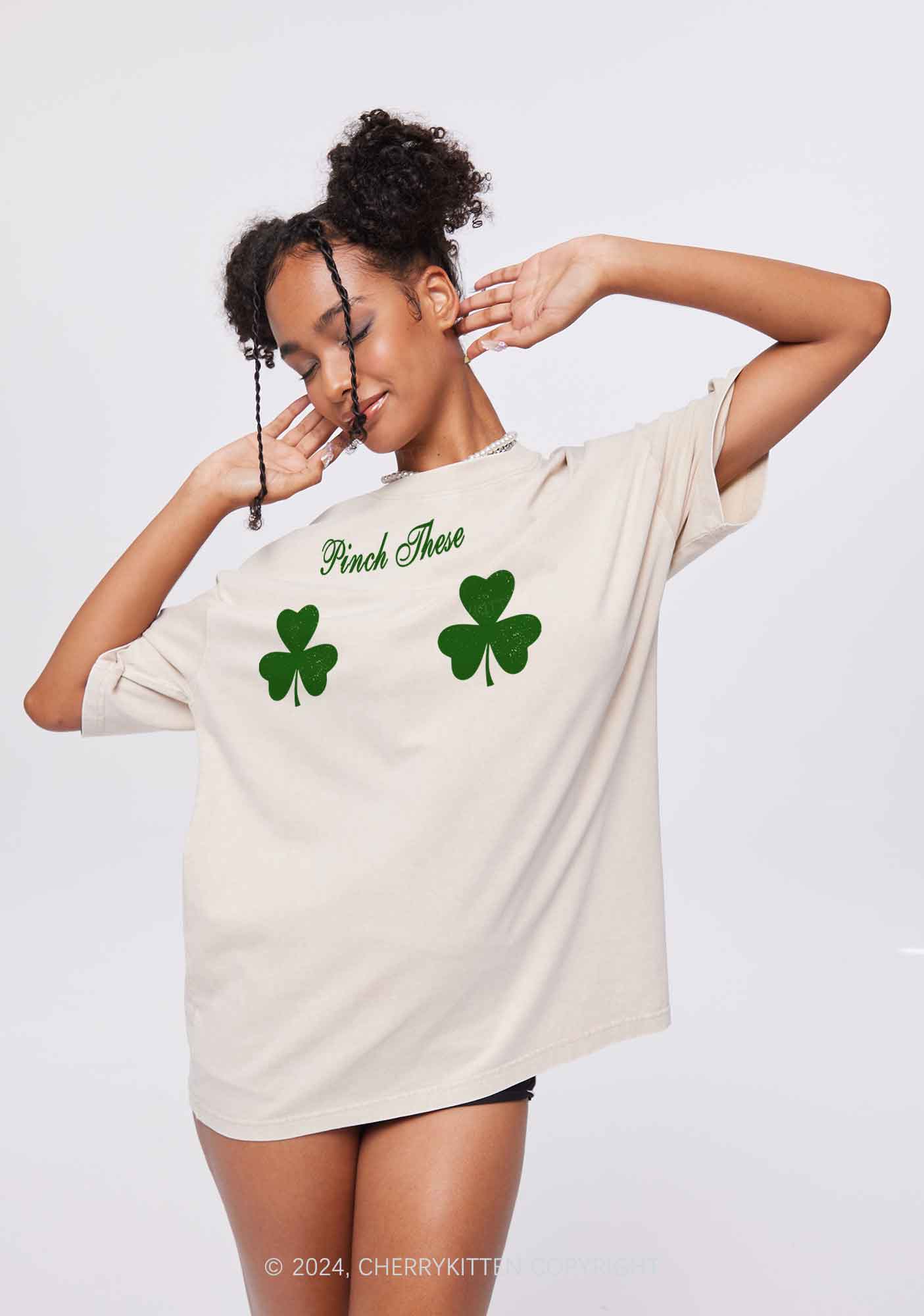 Pinch These St Patricks Y2K Washed Tee Cherrykitten - Image 3