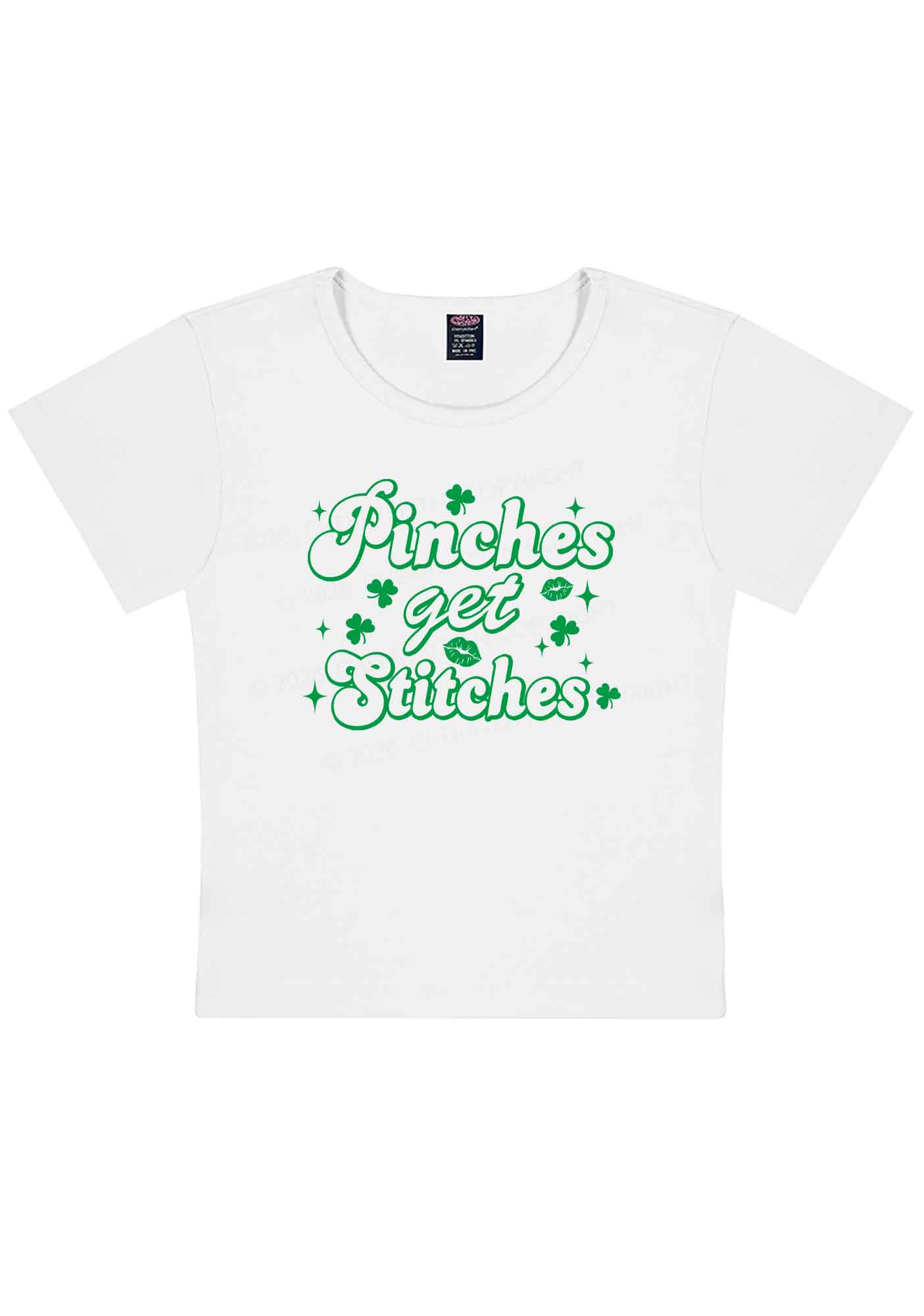 Pinches Get Stitches St Patricks Y2K Baby Tee Cherrykitten - Image 3
