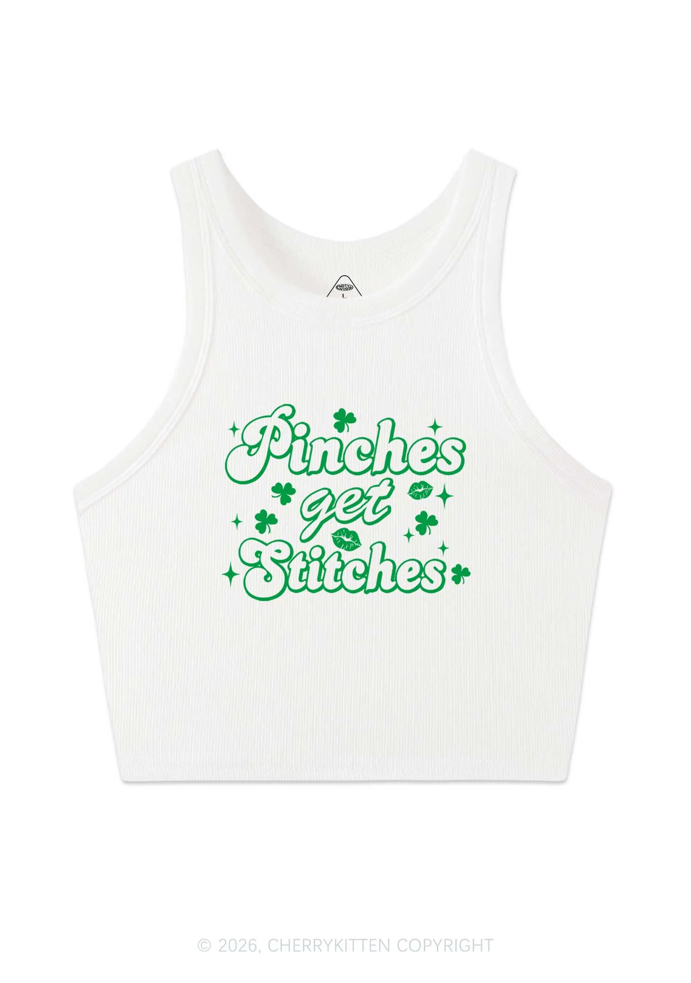 Pinches Get Stitches St Patricks Y2K Crop Tank Top Cherrykitten - Image 3