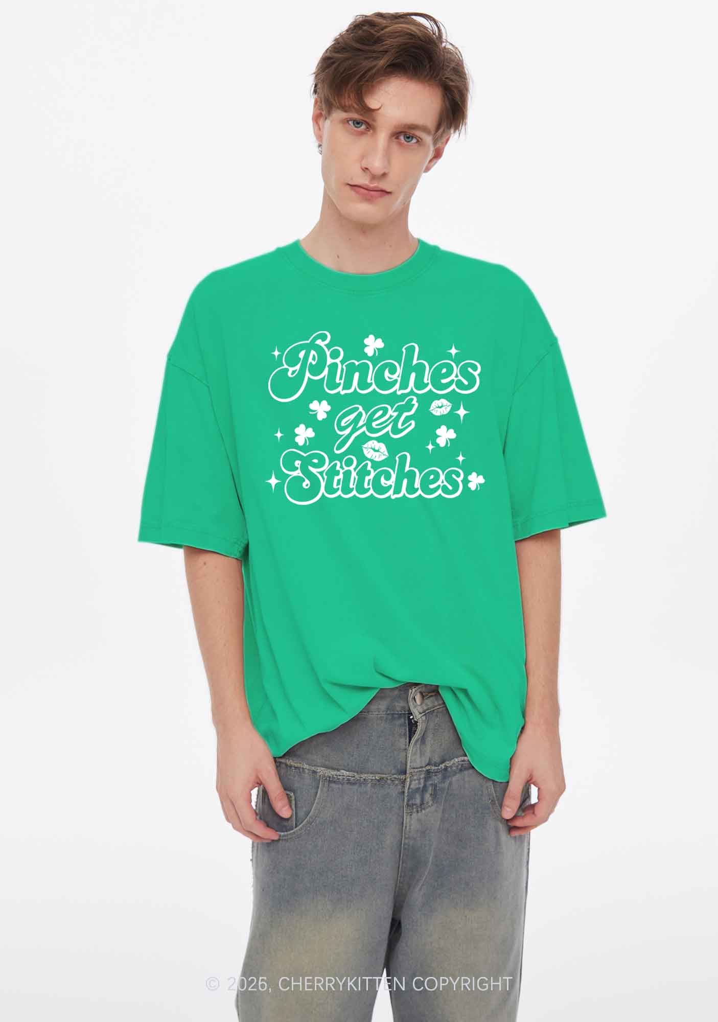 Pinches Get Stitches St Patricks Y2K Shirts Washed Tee Cherrykitten - Image 2