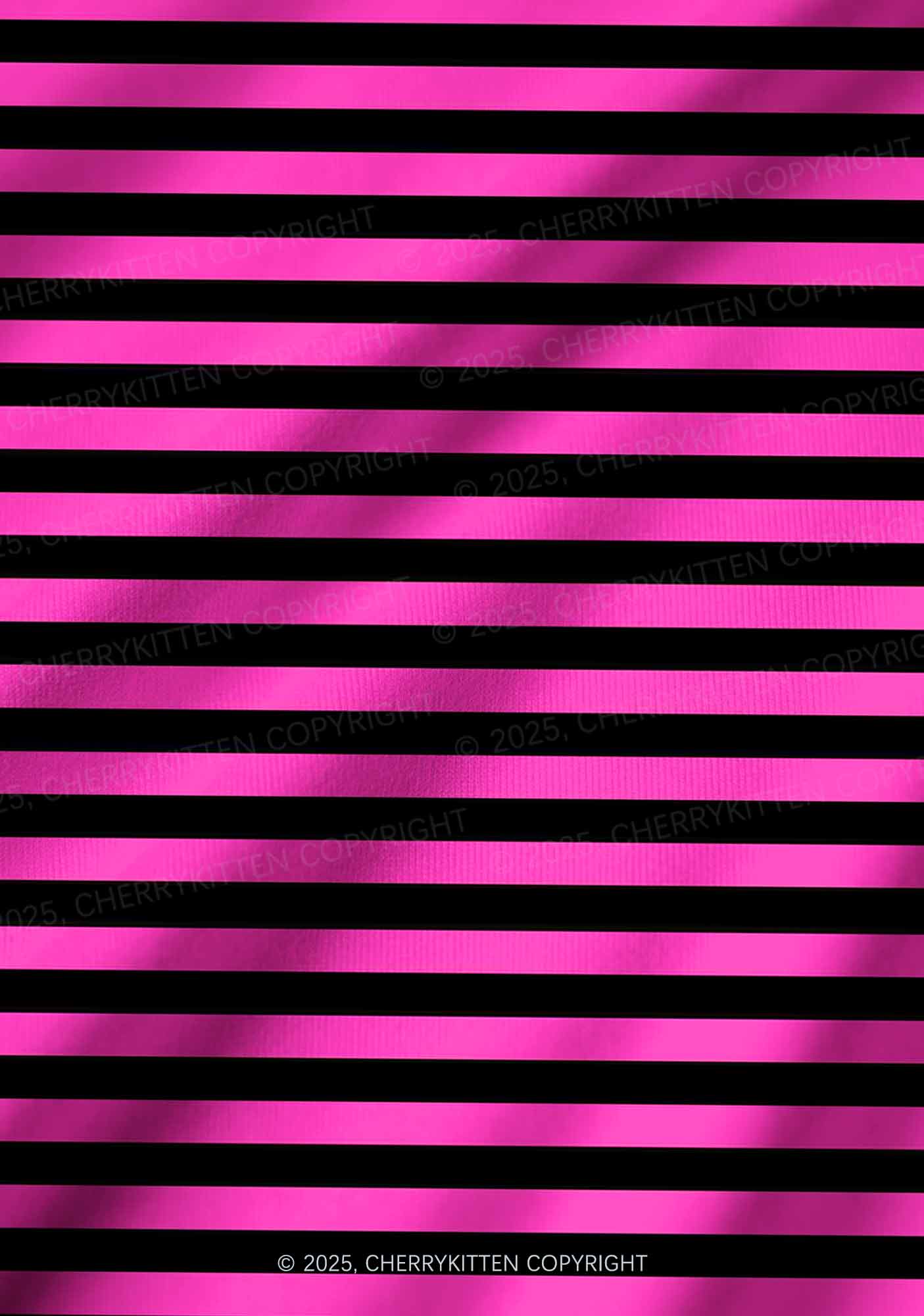 Pink And Black Stripe Valentine's Day Y2K Print Long Sleeve Pajama Set Cherrykitten - Image 3