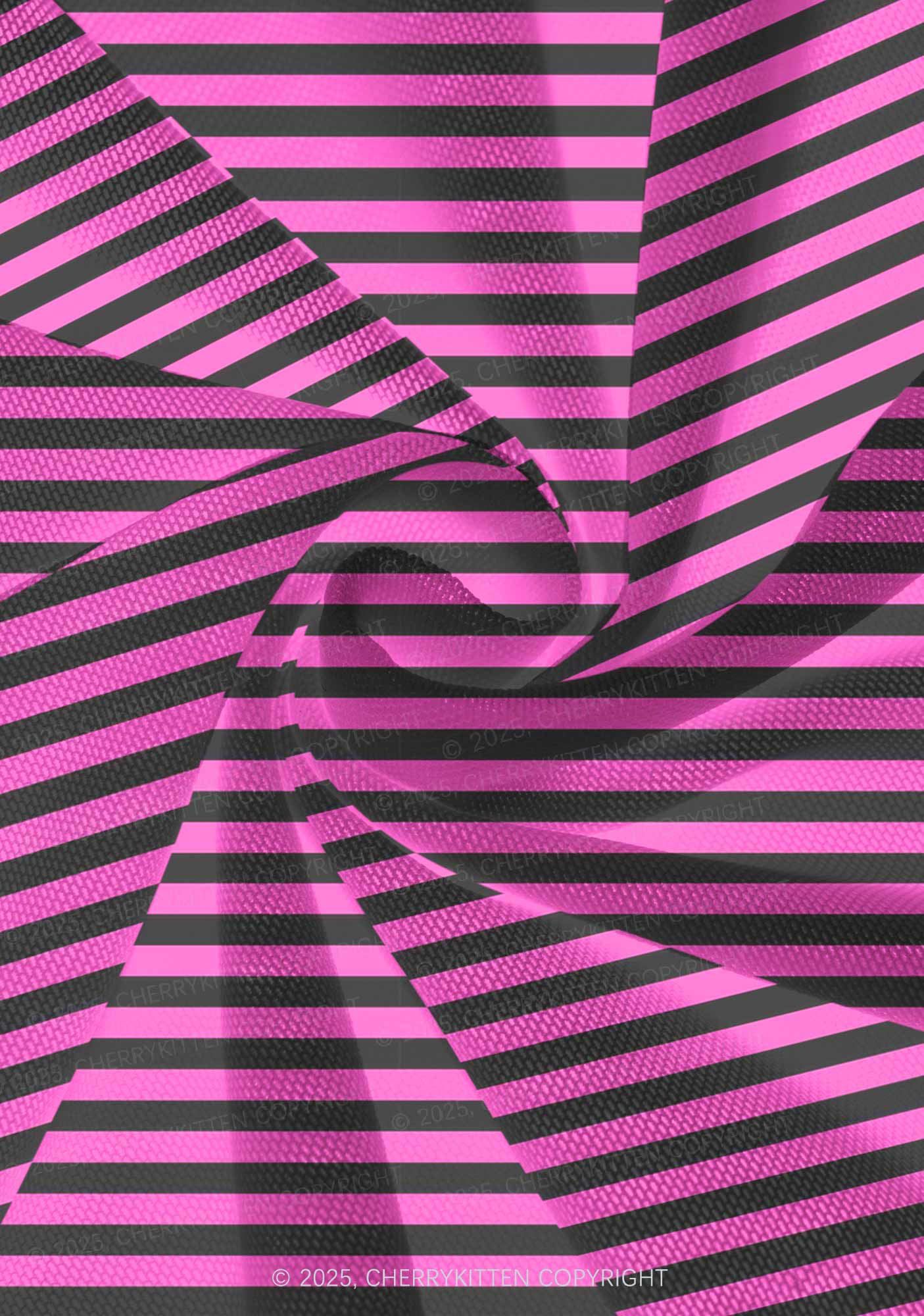Pink And Black Stripe Valentine's Day Y2K Print Mini Layered Skirt Cherrykitten - Image 3
