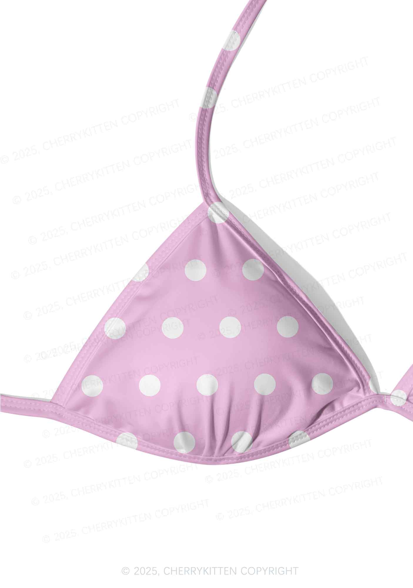 Pink And White Dots Y2K Print Bikini Set Cherrykitten - Image 4