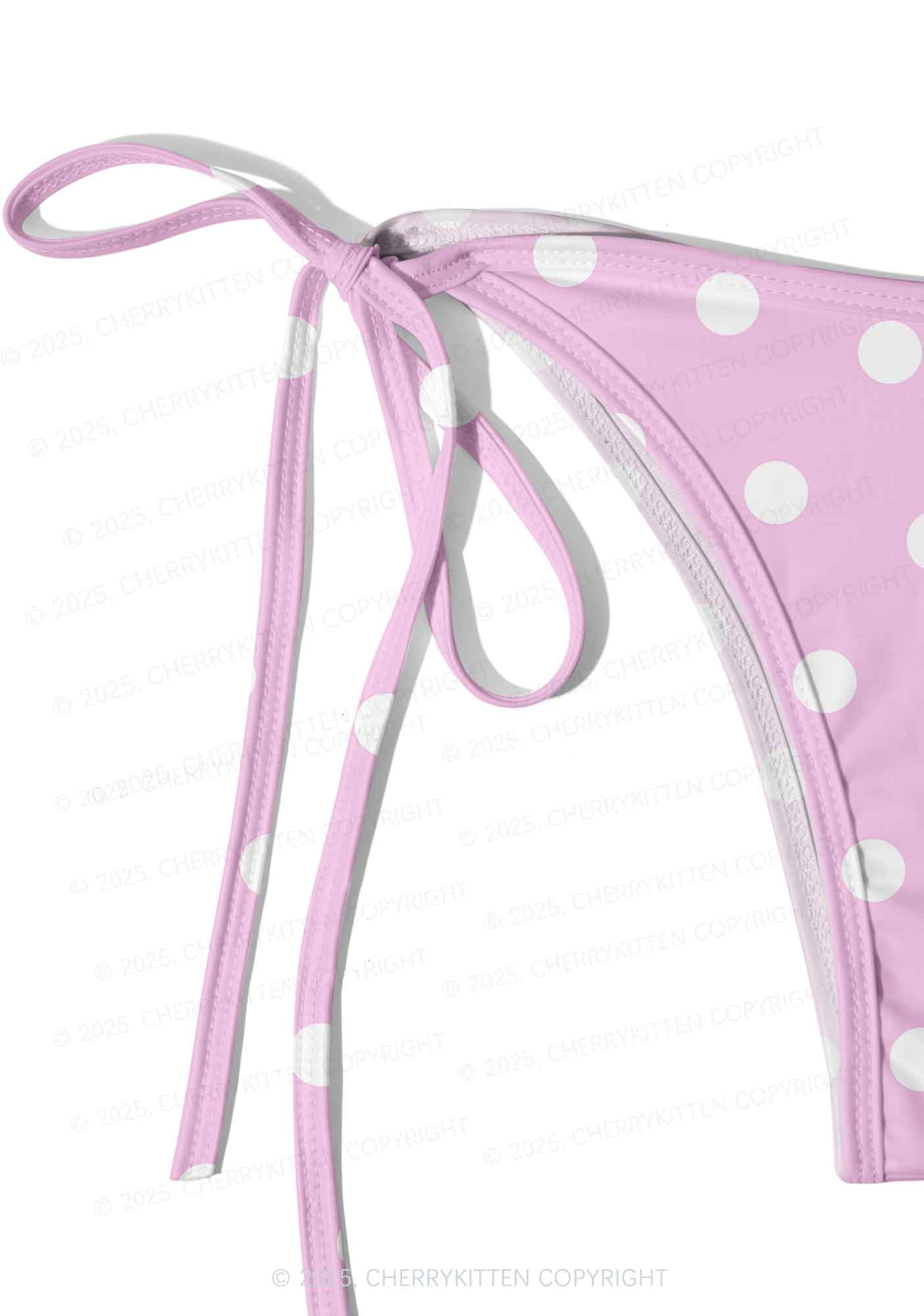 Pink And White Dots Y2K Print Bikini Set Cherrykitten - Image 5