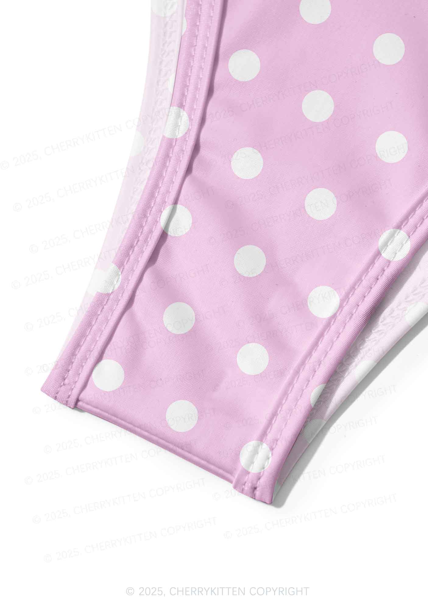 Pink And White Dots Y2K Print Bikini Set Cherrykitten - Image 6