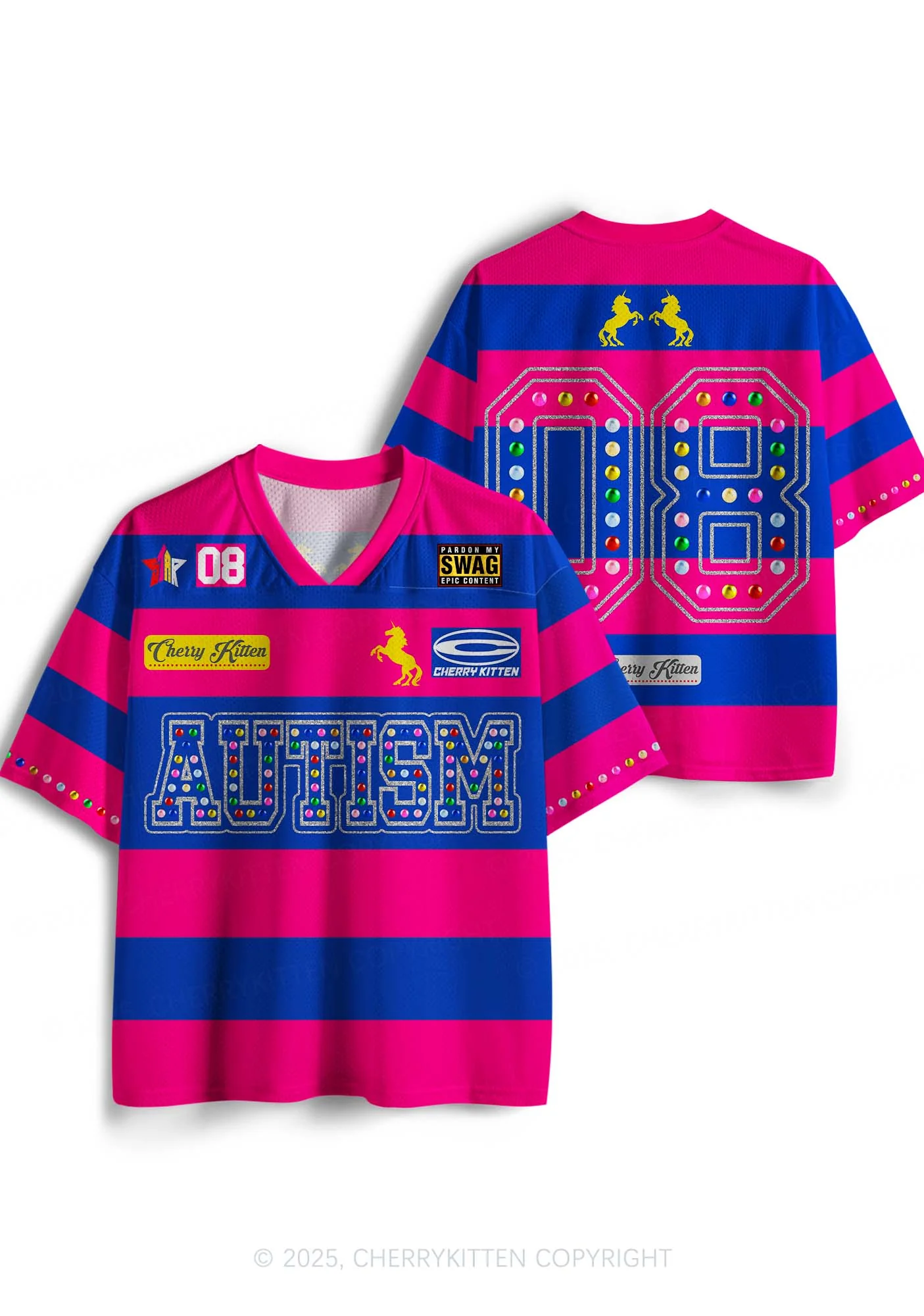 Pink Autism Y2K Sport Jersey Shirts Cherrykitten - Image 3