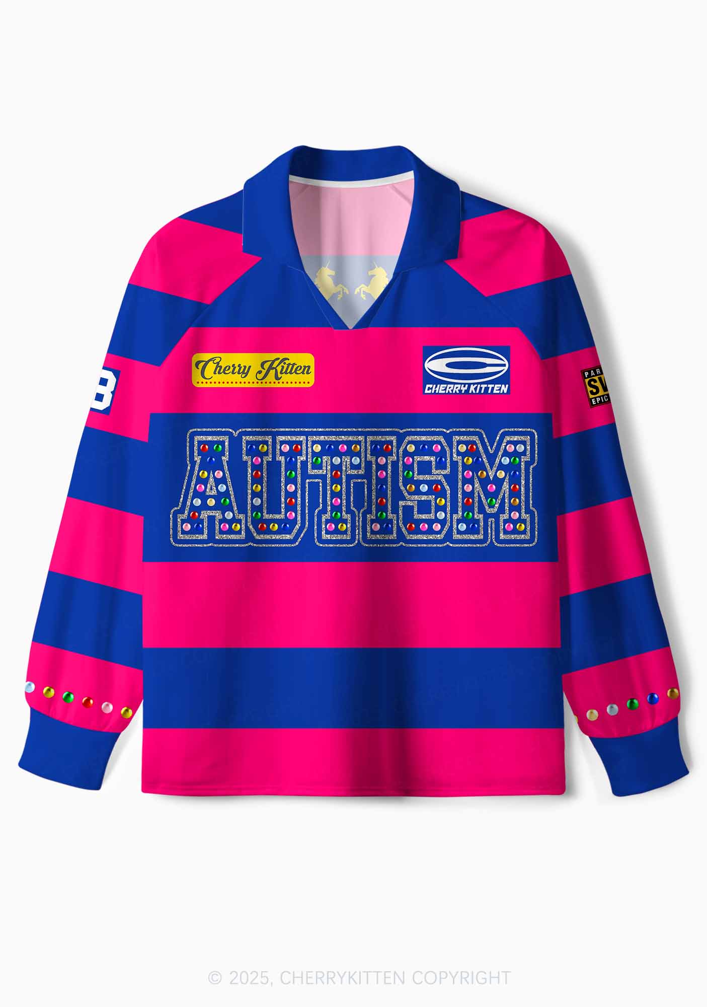 Pink Autism Y2K Sport Long Sleeve Jersey Shirts Cherrykitten - Image 2