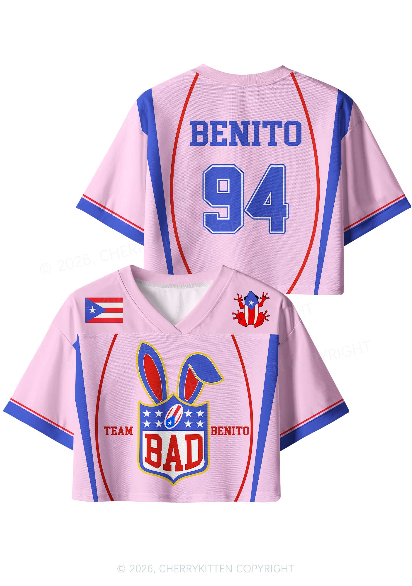 Pink Bad Bunny Y2K Crop Sport Jersey Shirts Cherrykitten - Image 4