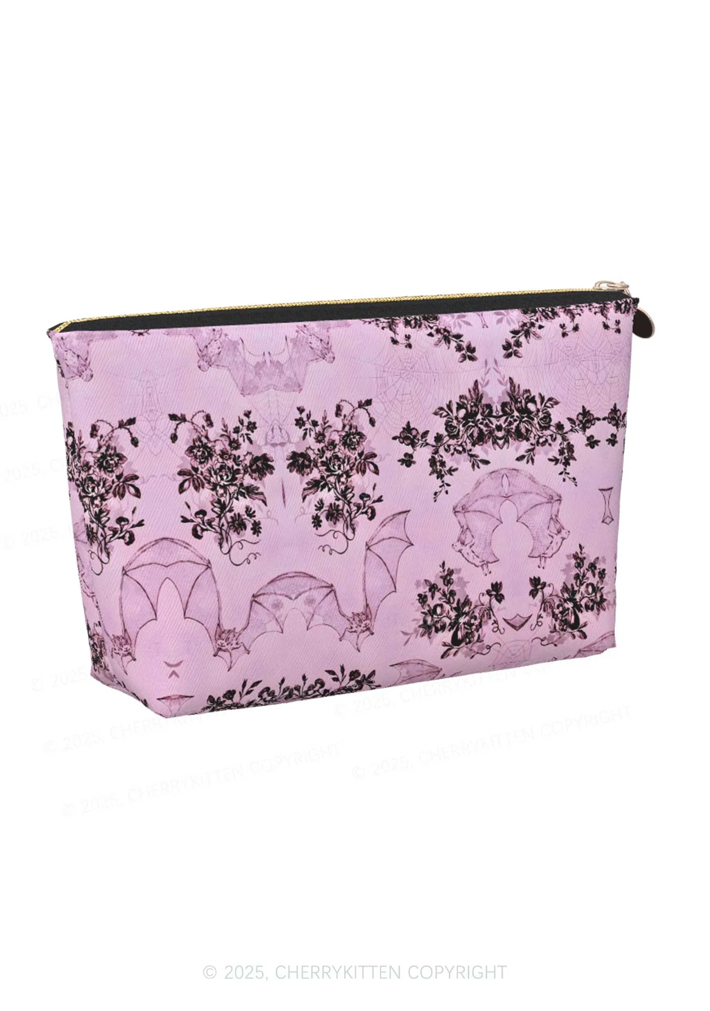 Pink Bat Y2K Leather Makeup Bag Cherrykitten - Image 3