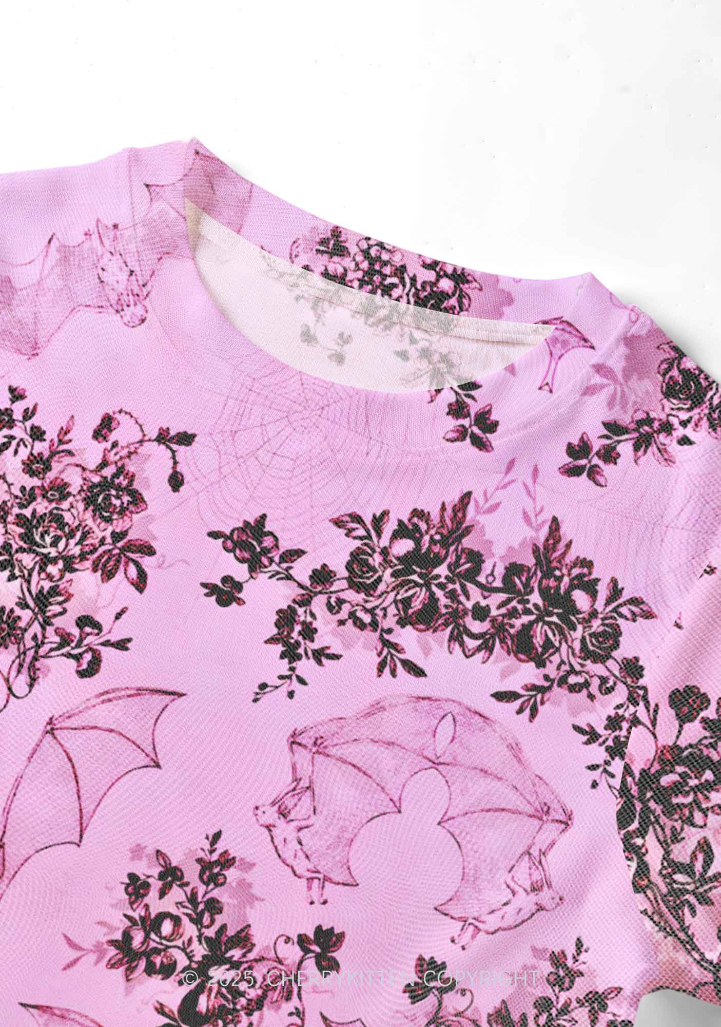 Pink Bat Y2K Mesh Crop Top Cherrykitten - Image 4
