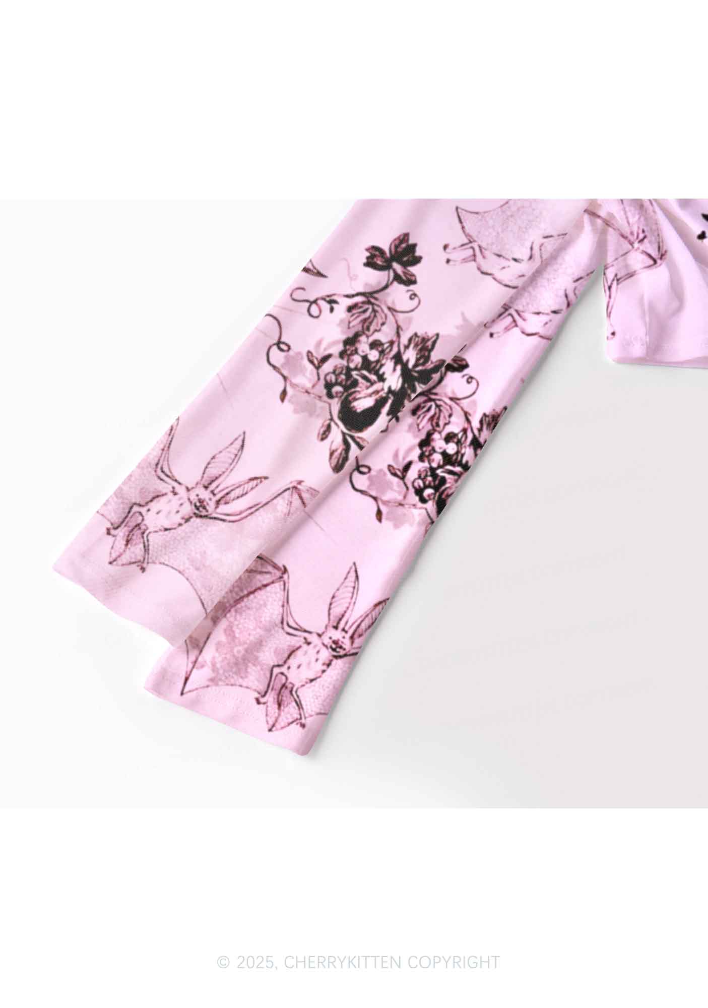 Pink Bat Y2K Mesh Long Sleeve Crop Top Cherrykitten - Image 3