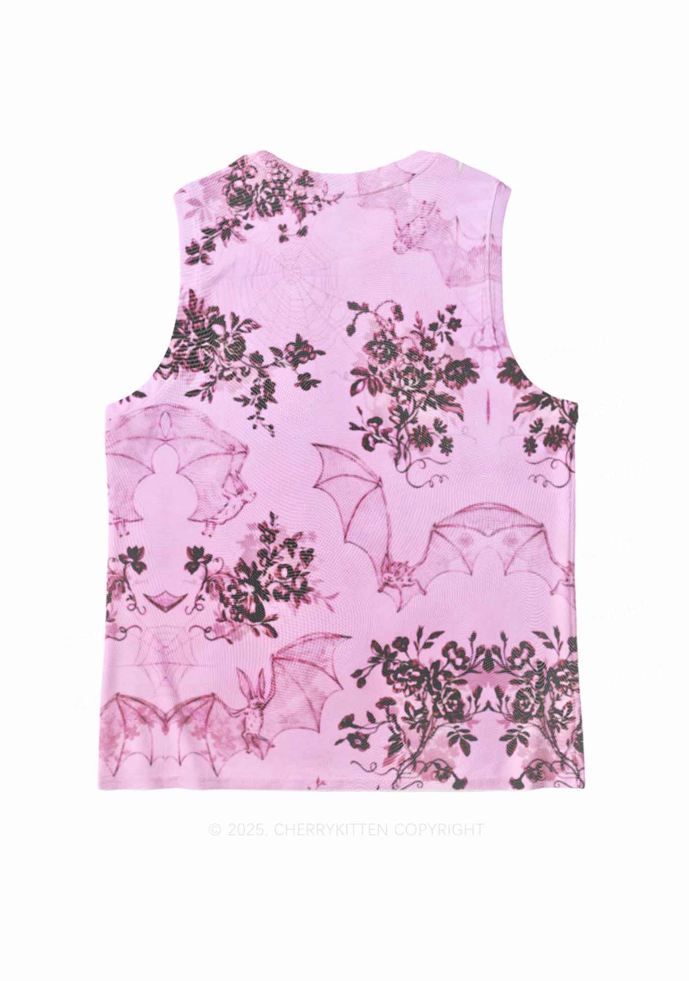 Pink Bat Y2K Mesh Muscle Tank Cherrykitten - Image 2