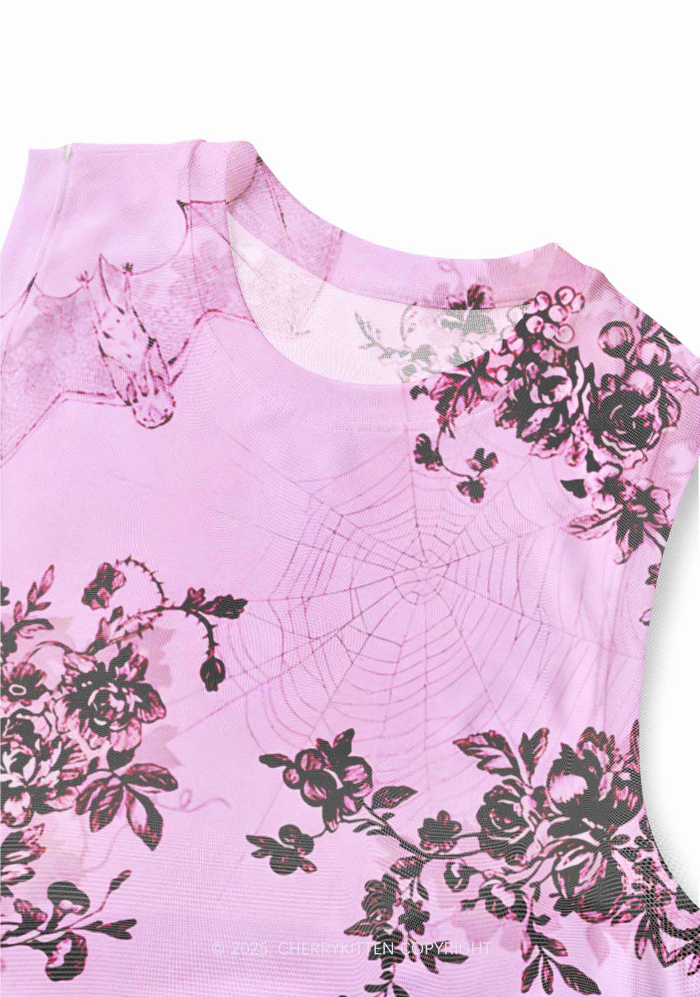 Pink Bat Y2K Mesh Muscle Tank Cherrykitten - Image 3