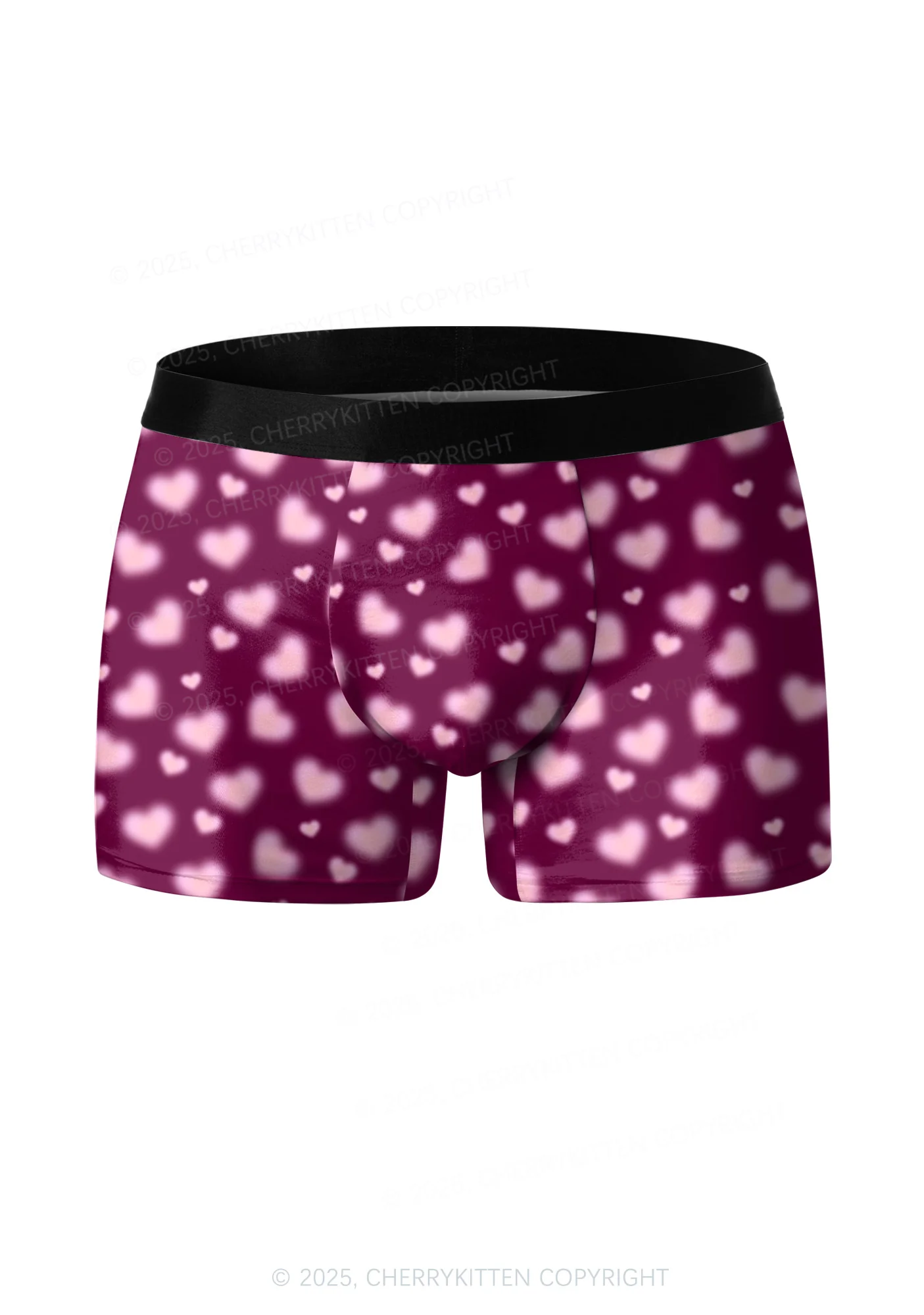 Pink Blurred Heart Valentine's Day Y2K Print Couples Boxer Briefs Set Cherrykitten - Image 3