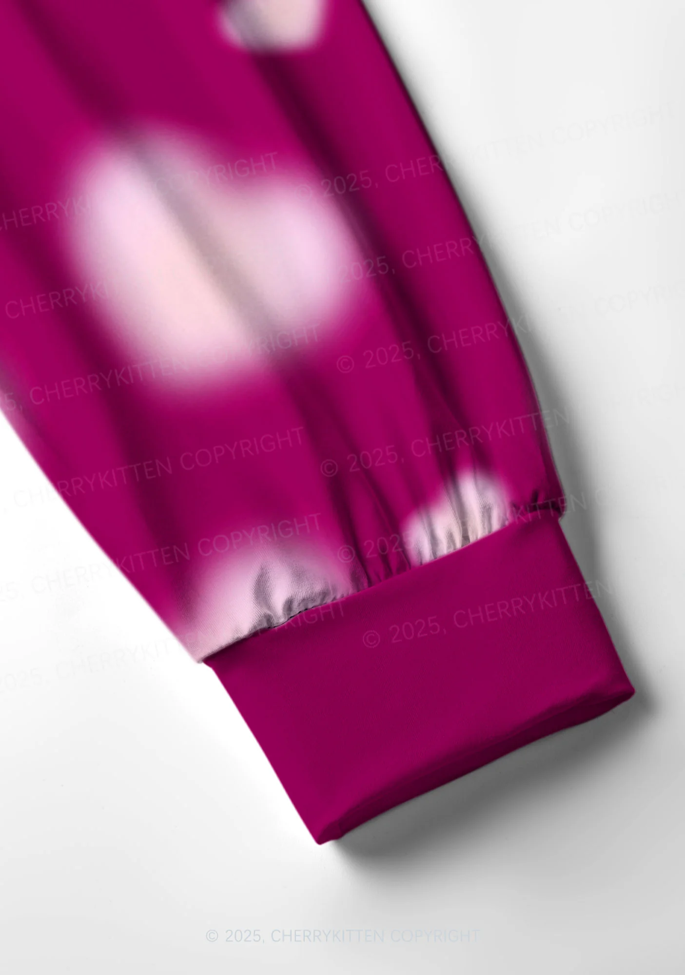 Pink Blurred Heart Valentine's Day Y2K Print Long Sleeve Pajama Set Cherrykitten - Image 4