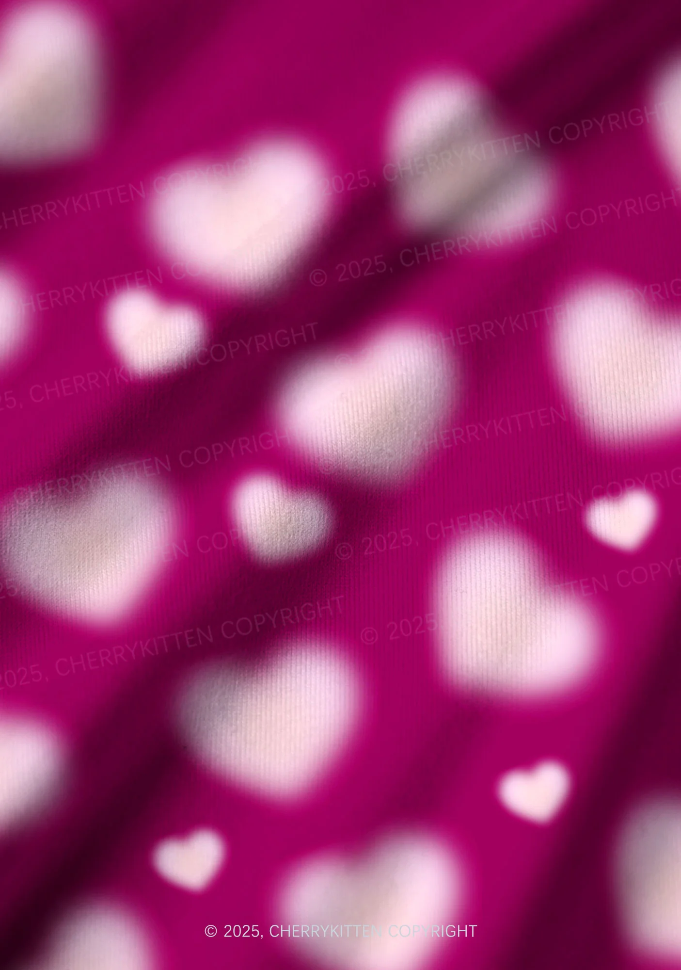 Pink Blurred Heart Valentine's Day Y2K Print Long Sleeve Pajama Set Cherrykitten - Image 6