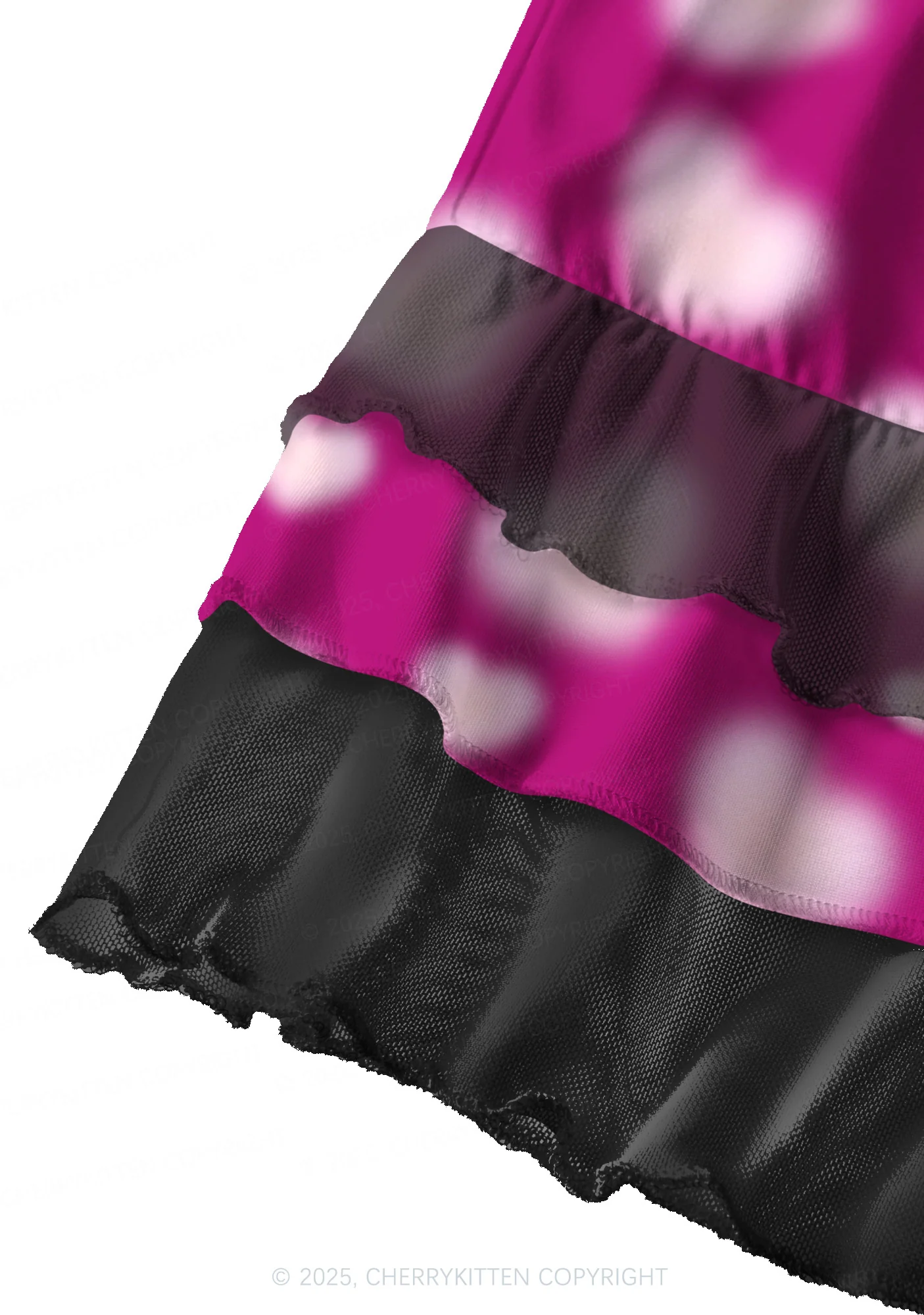 Pink Blurred Heart Valentine's Day Y2K Print Mini Layered Skirt Cherrykitten - Image 3