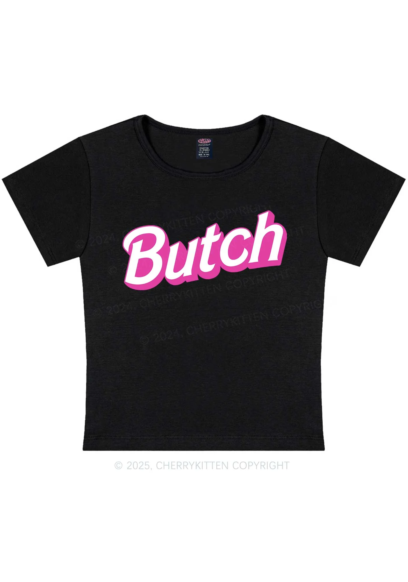 Pink Butch Y2K Baby Tee Cherrykitten - Image 3