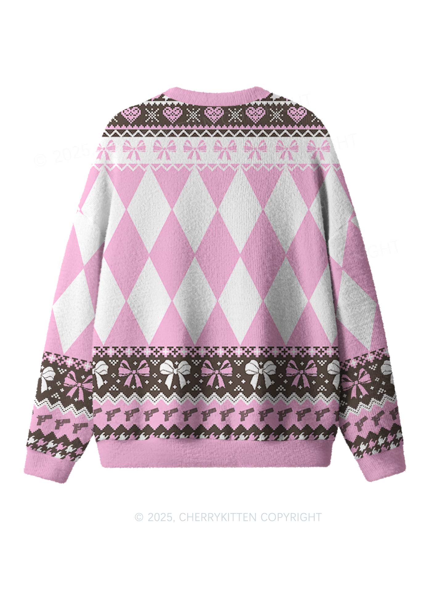 Pink Cunting Season Y2K Christmas Knit Sweatshirt Cherrykitten - Image 3