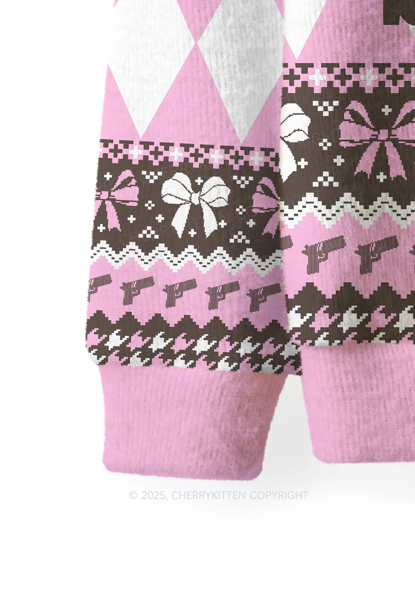 Pink Cunting Season Y2K Christmas Knit Sweatshirt Cherrykitten - Image 4
