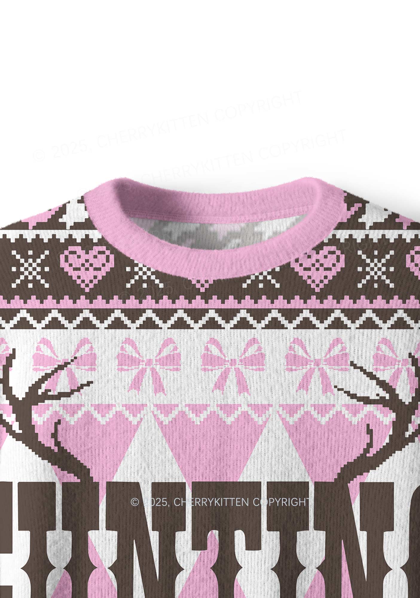 Pink Cunting Season Y2K Christmas Knit Sweatshirt Cherrykitten - Image 5
