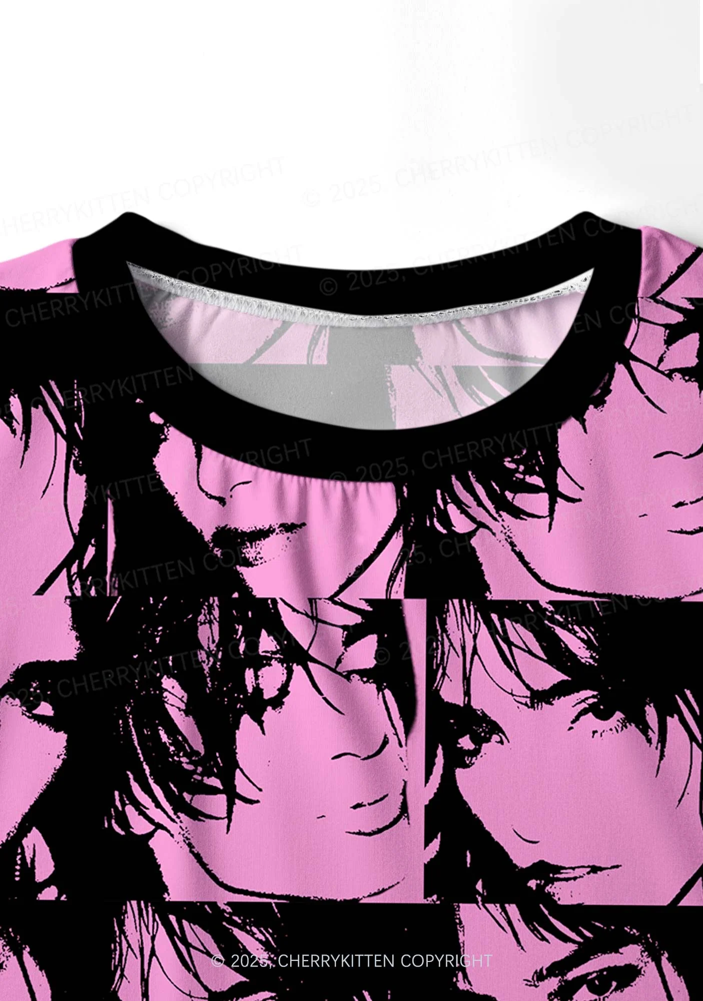 Pink Custom Portrait Valentine's Day Y2K Print Long Sleeve Pajama Set Cherrykitten - Image 4