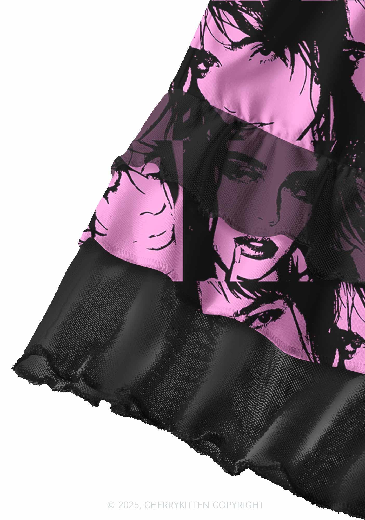 Pink Custom Portrait Valentine's Day Y2K Print Mini Layered Skirt Cherrykitten - Image 3