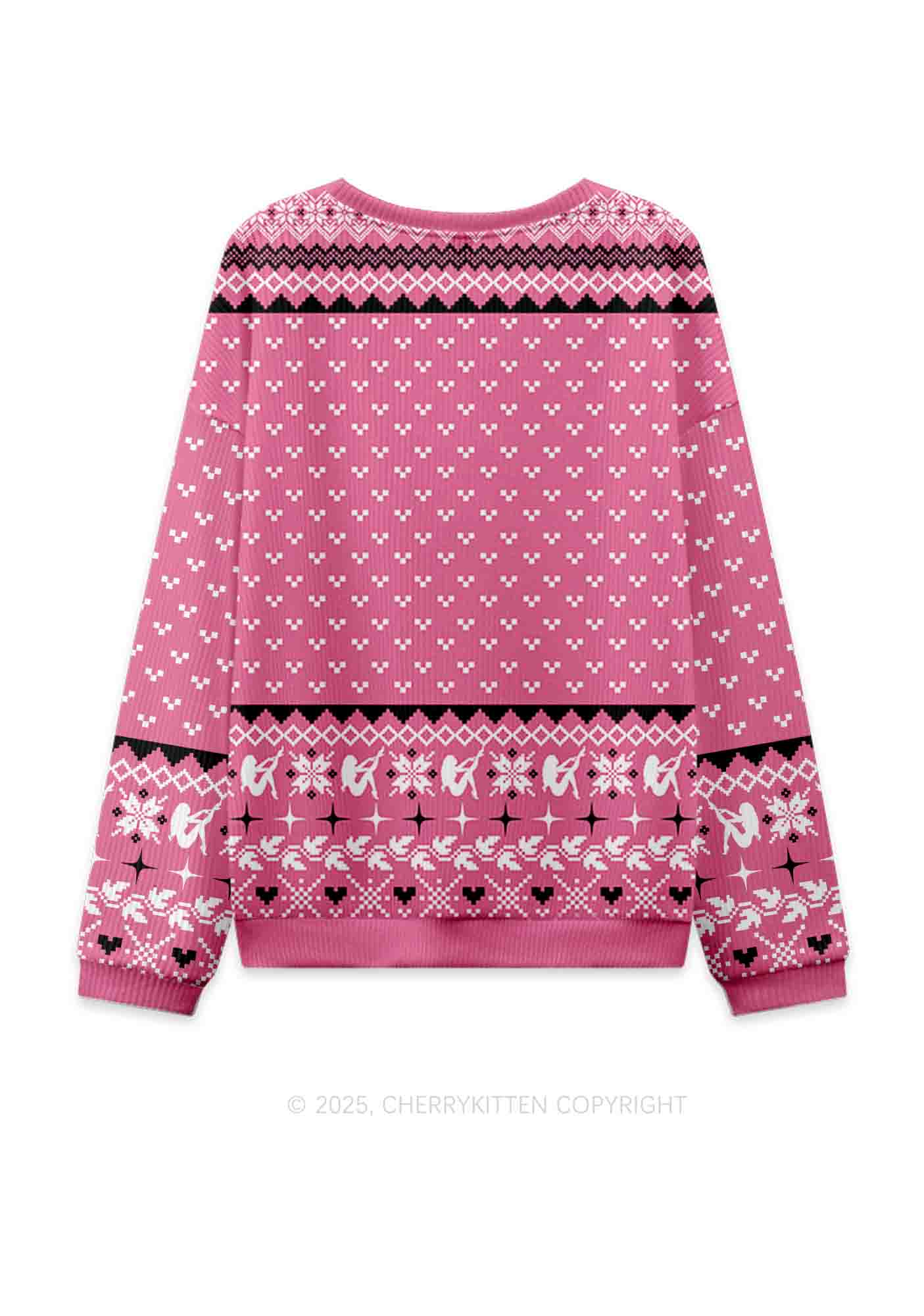 Pink Cxxt Star Y2K Christmas Knit Sweatshirt Cherrykitten - Image 2