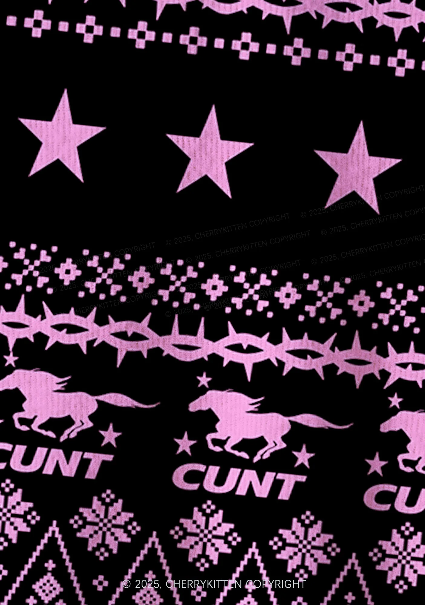 Pink Cxxt Stars Y2K Christmas Cardigan Knit Sweatshirt Cherrykitten - Image 5