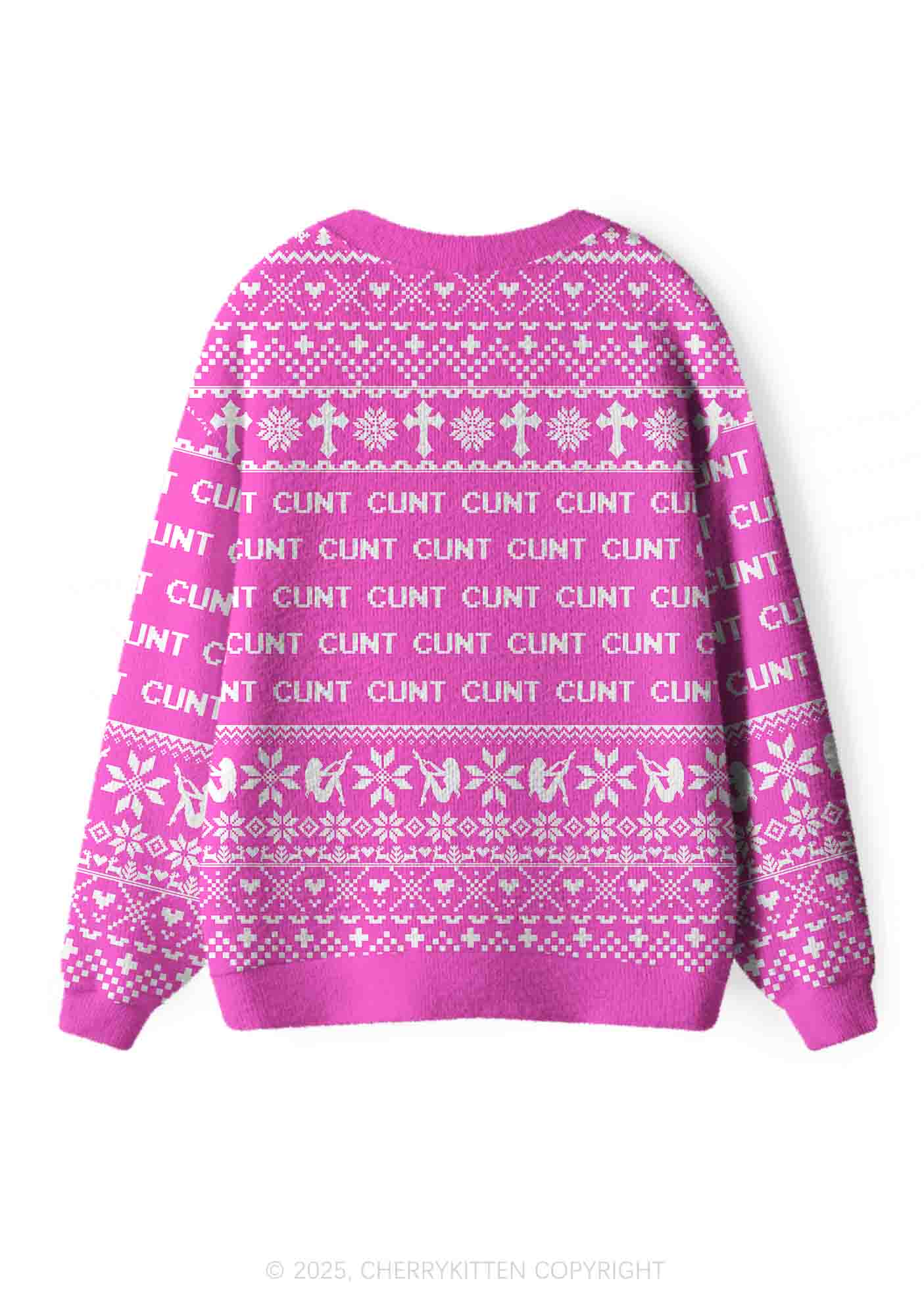Pink Cxxt Y2K Christmas Cardigan Knit Sweatshirt Cherrykitten - Image 2