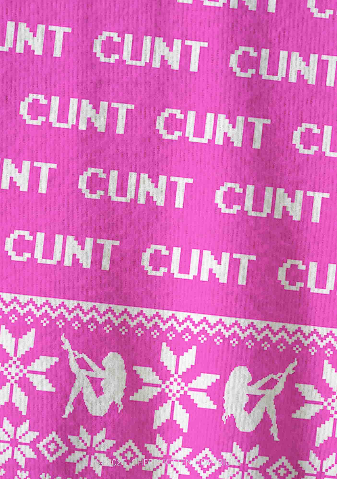 Pink Cxxt Y2K Christmas Cardigan Knit Sweatshirt Cherrykitten - Image 5