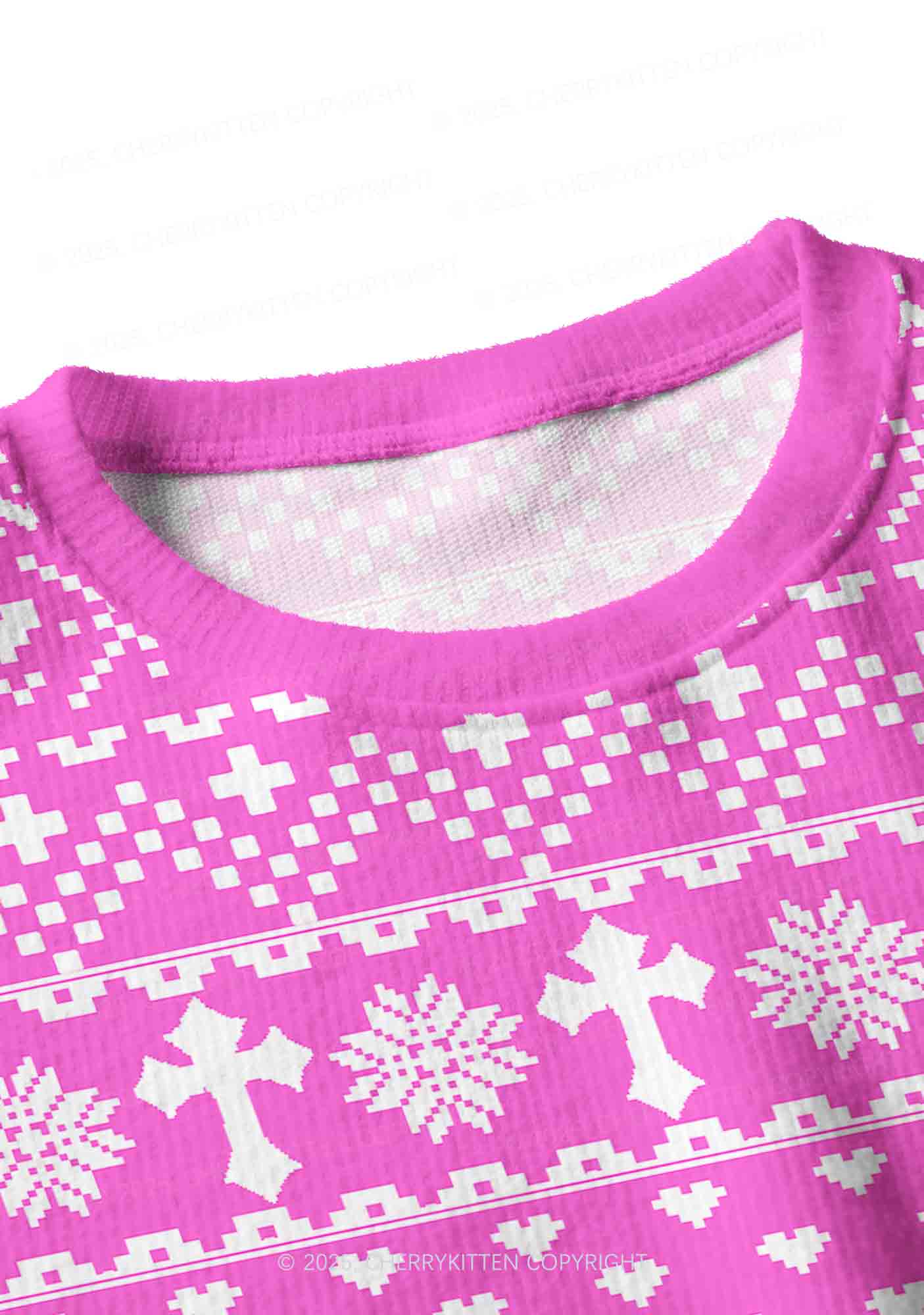 Pink Cxxt Y2K Christmas Crop Knit Sweatshirt Cherrykitten - Image 4