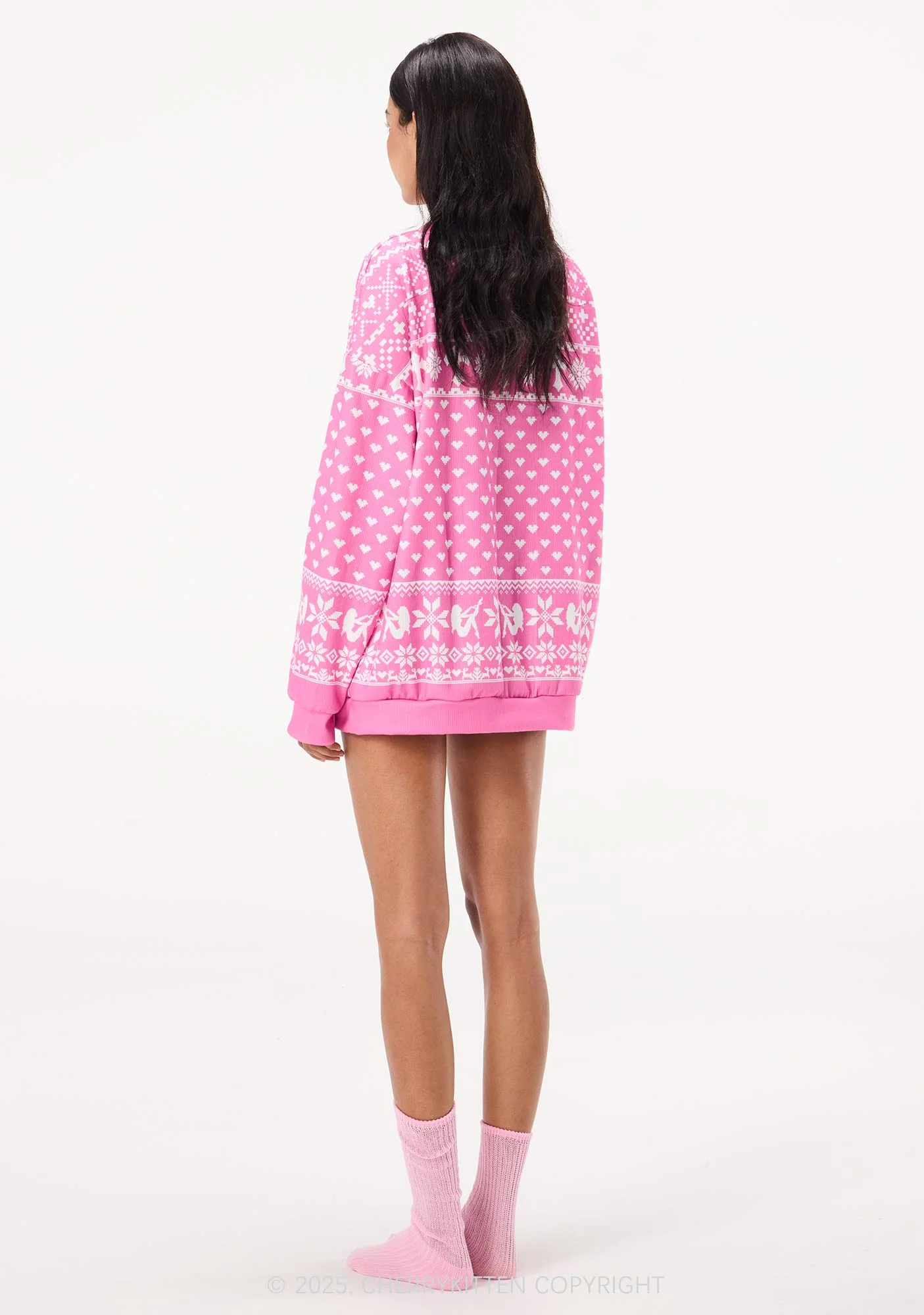 Pink Cxxt Y2K Christmas Knit Sweatshirt Cherrykitten - Image 4