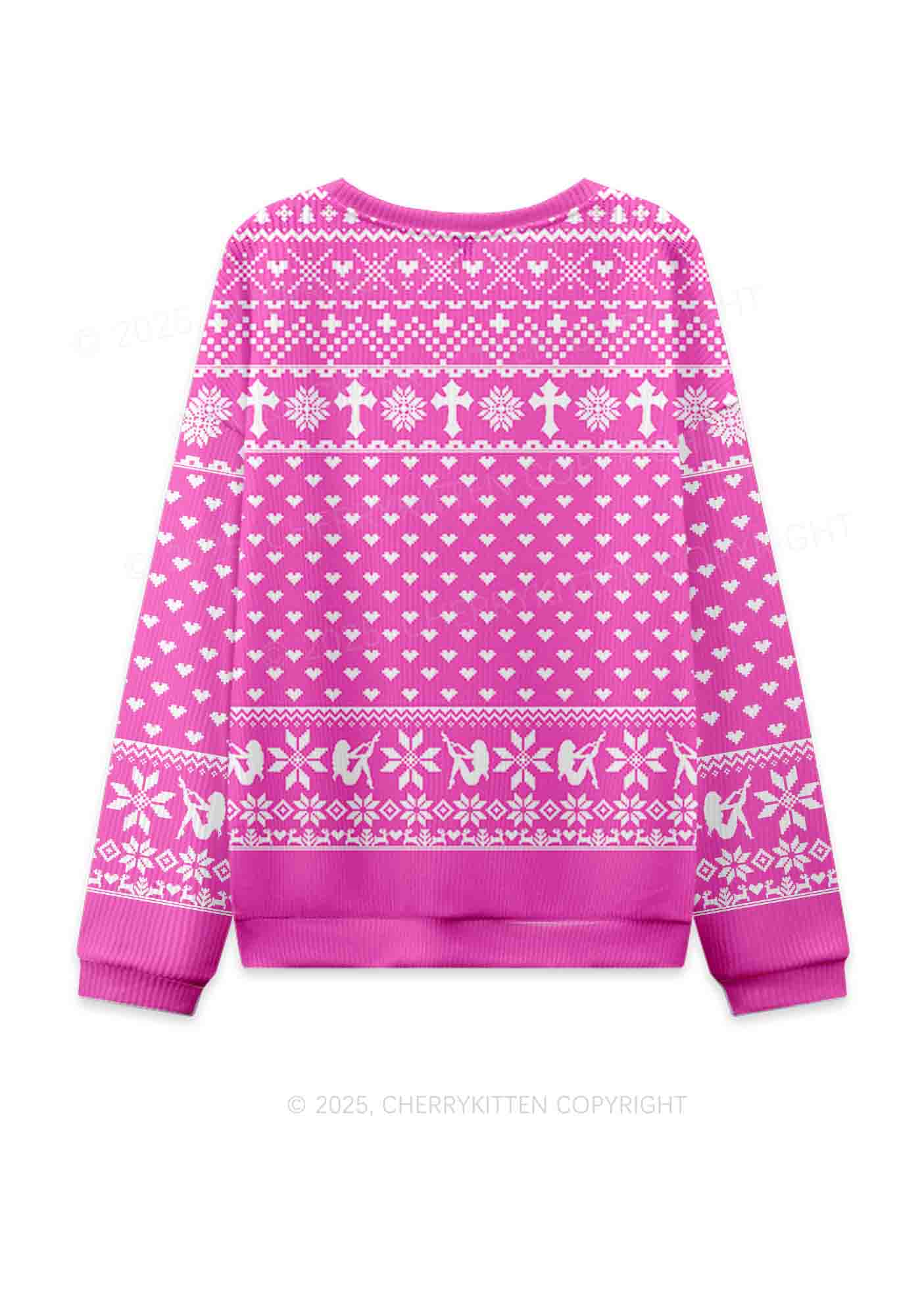 Pink Cxxt Y2K Christmas Knit Sweatshirt Cherrykitten - Image 5