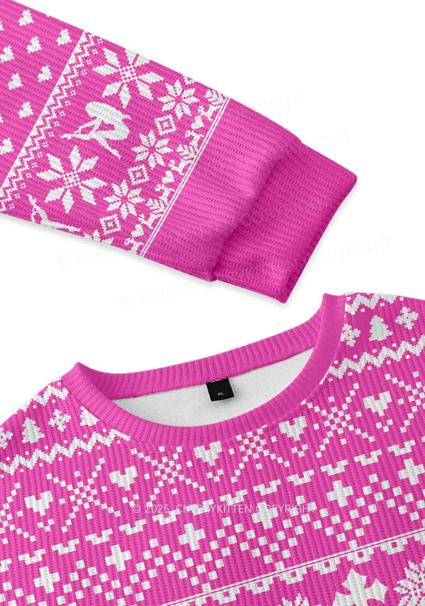 Pink Cxxt Y2K Christmas Knit Sweatshirt Cherrykitten - Image 6