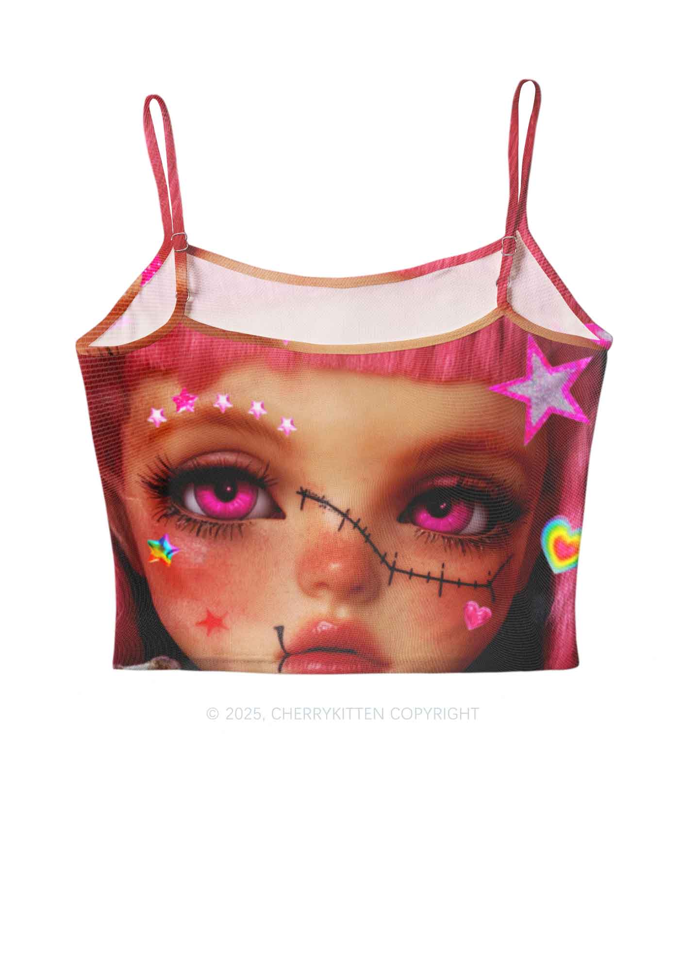 Pink Doll Y2K Mesh Cami Tank Cherrykitten - Image 3