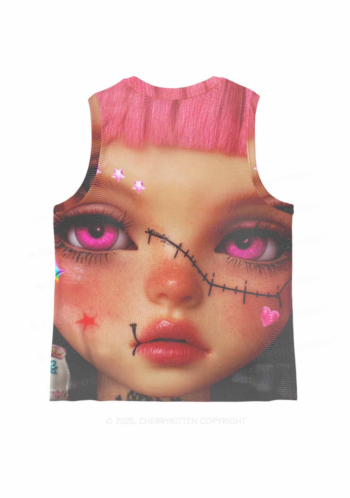 Pink Doll Y2K Mesh Muscle Tank Cherrykitten - Image 3