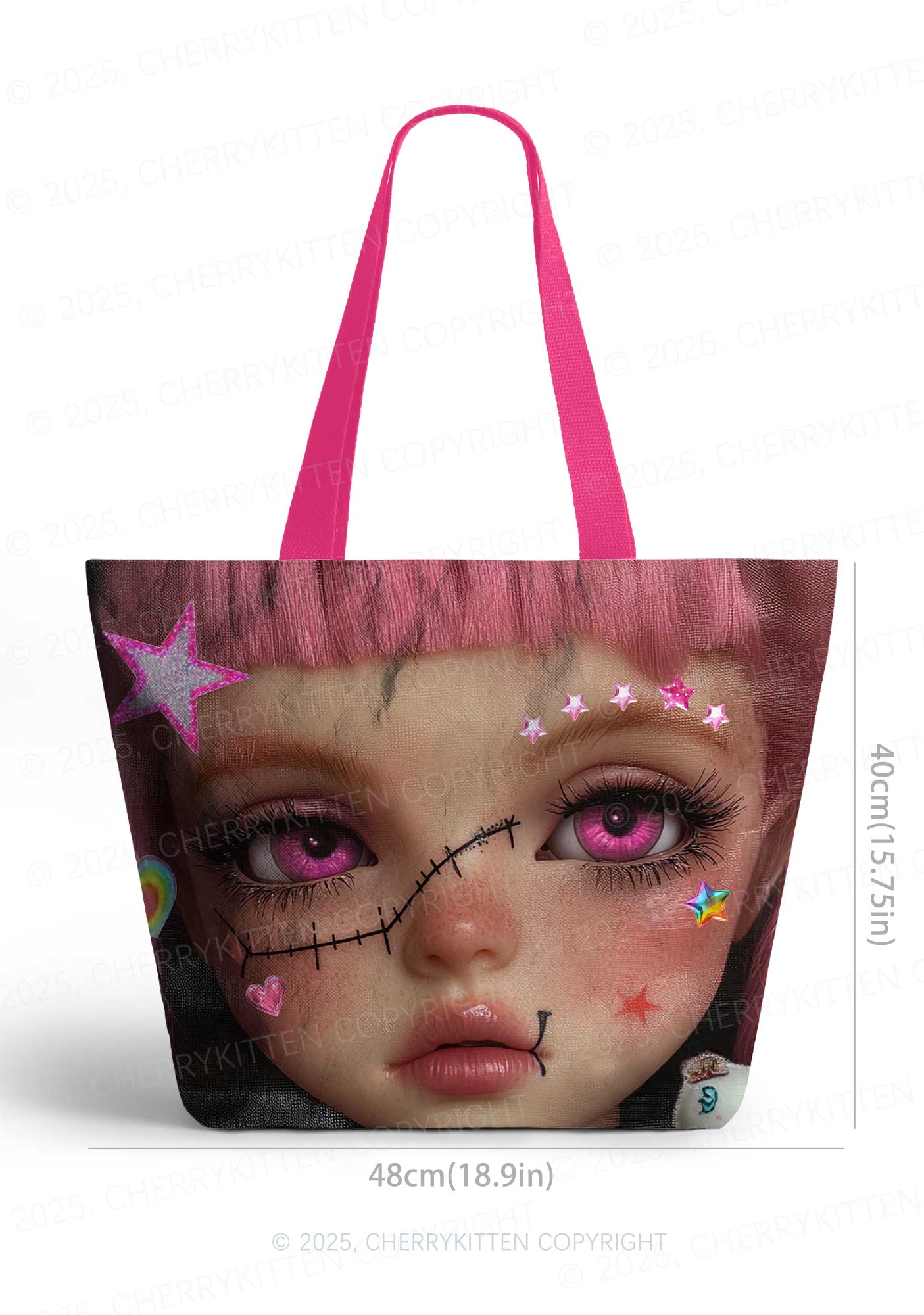 Pink Doll Y2K Tyvek Tote Bags Cherrykitten - Image 4