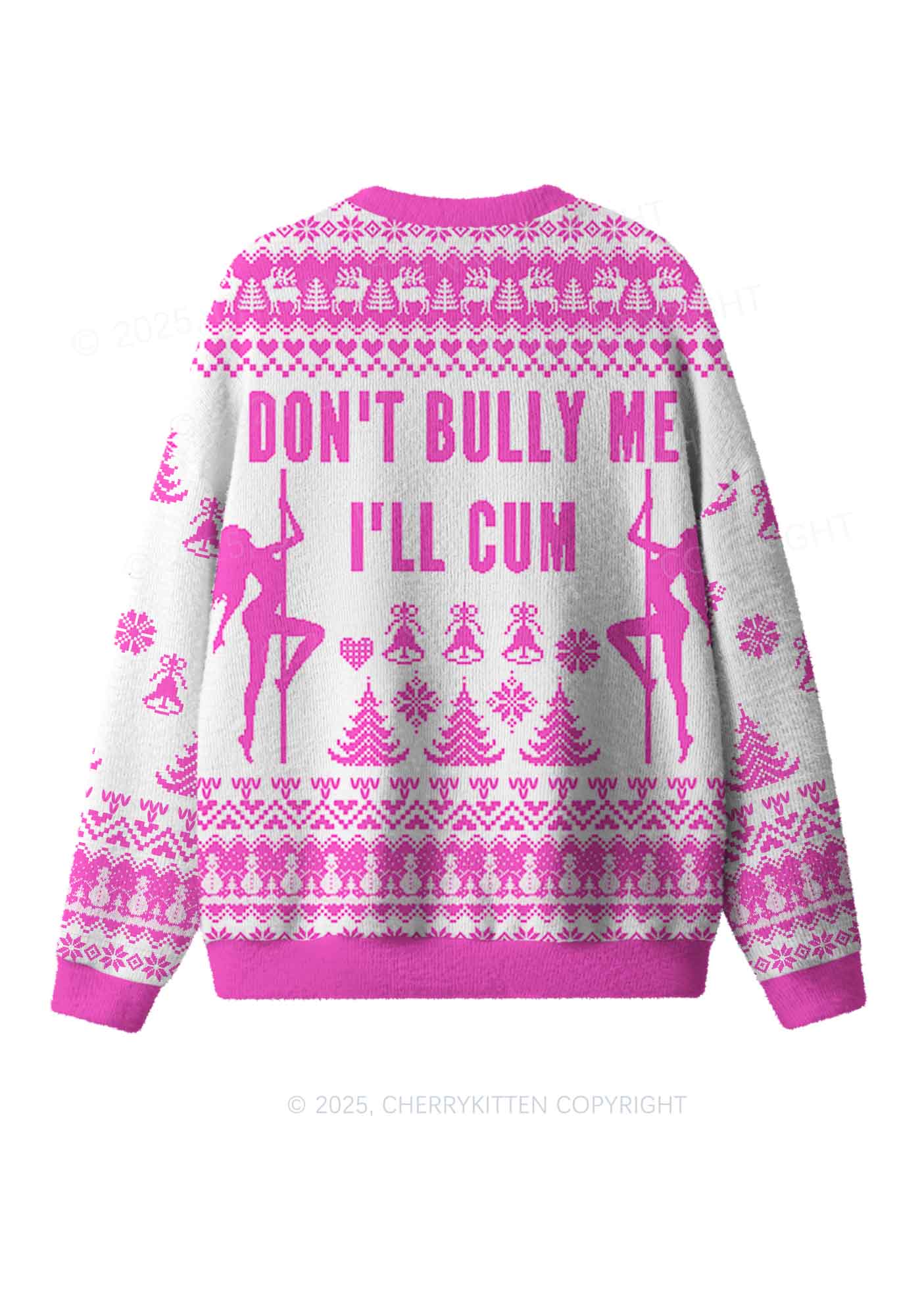 Pink Dont Bully Me Y2K Christmas Knit Sweatshirt Cherrykitten - Image 2